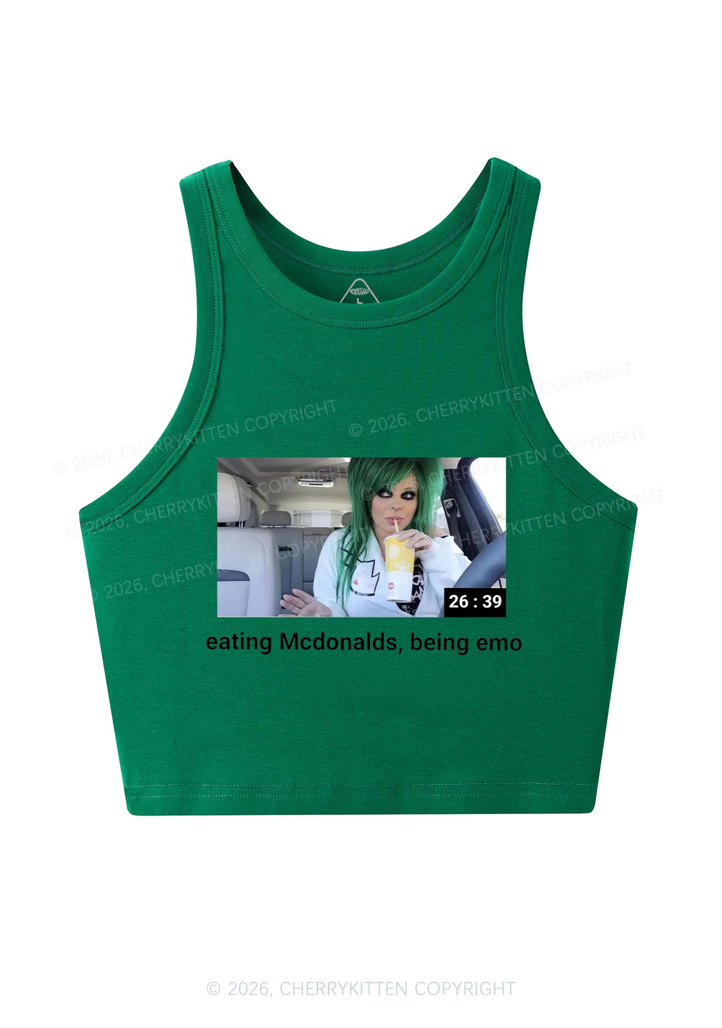 Eating Being Emo Y2K Crop Tank Top Cherrykitten