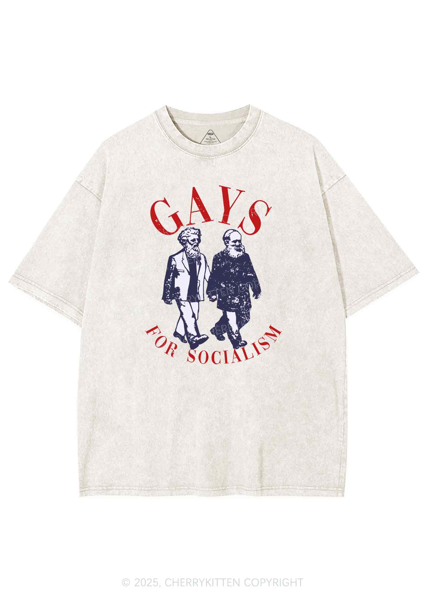 Gays For Socialism Pride Y2K Shirts Washed Tee Cherrykitten