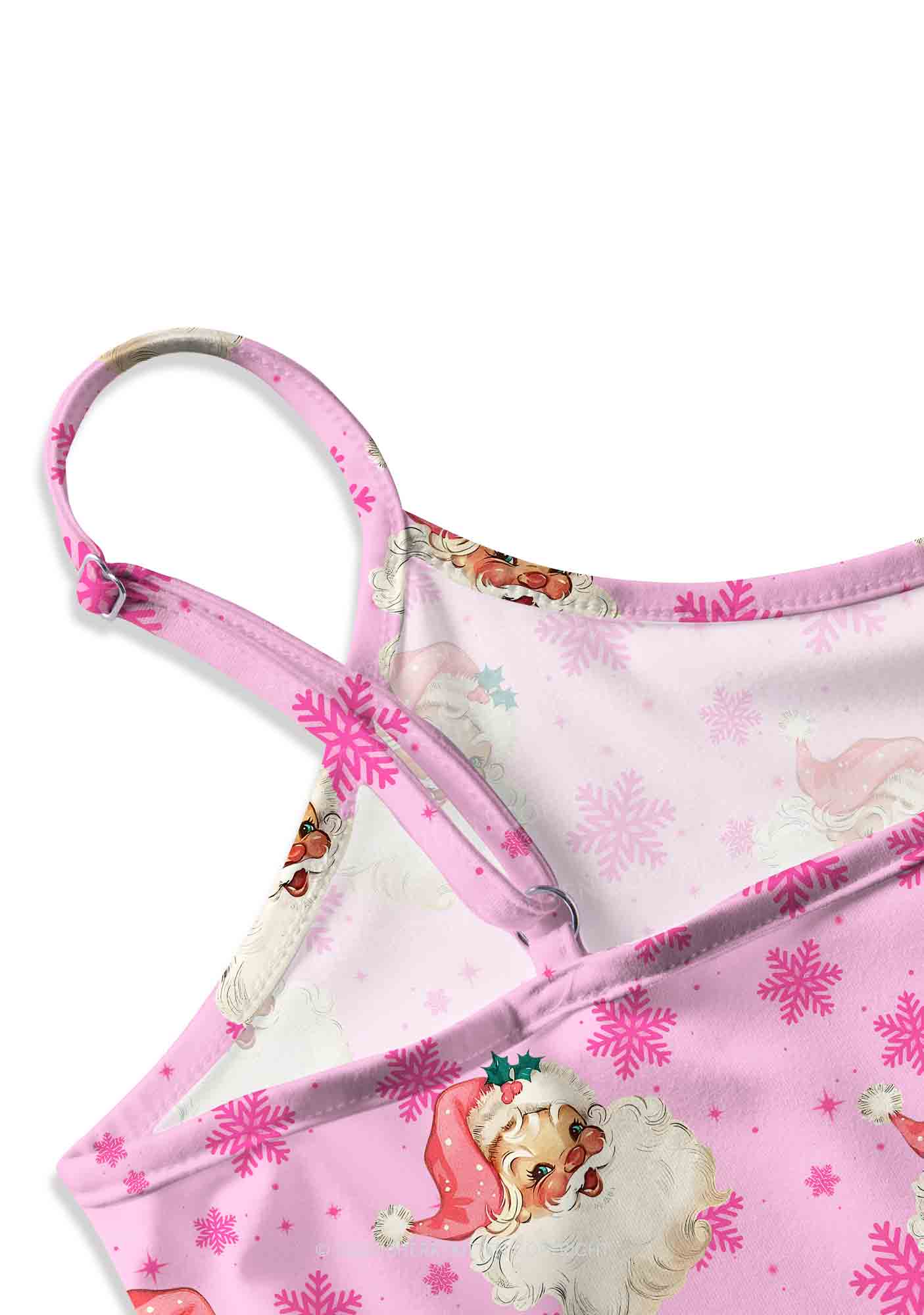 Christmas Pink Santa Y2K Print Slip Dress Cherrykitten