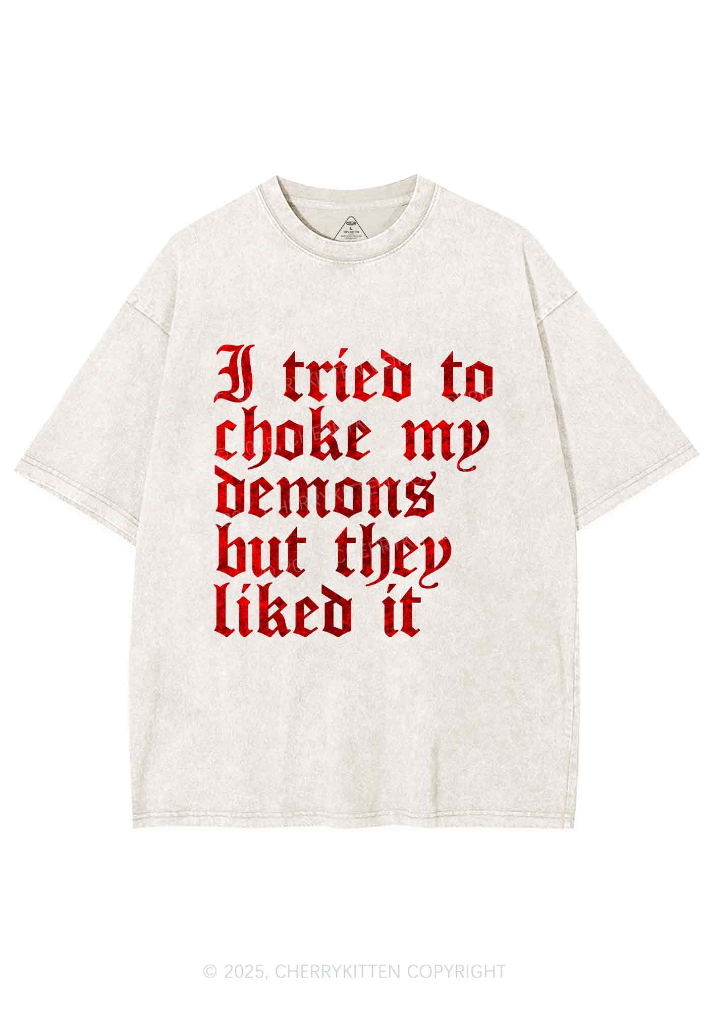 Halloween Choke Demons They Liked Y2K Shirts Washed Tee Cherrykitten