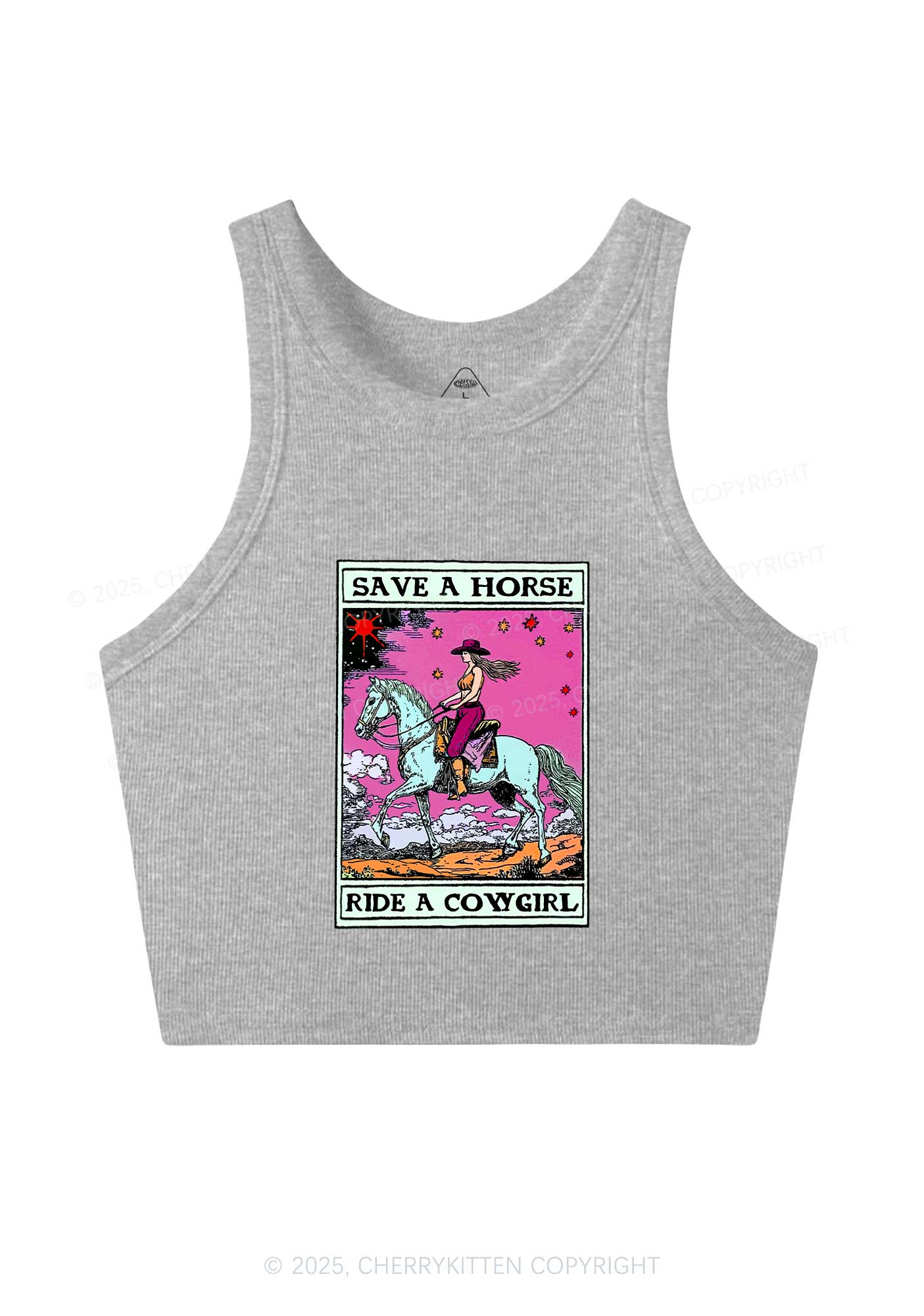 Save Horse Ride Cowgirl Pride Y2K Crop Tank Top Cherrykitten