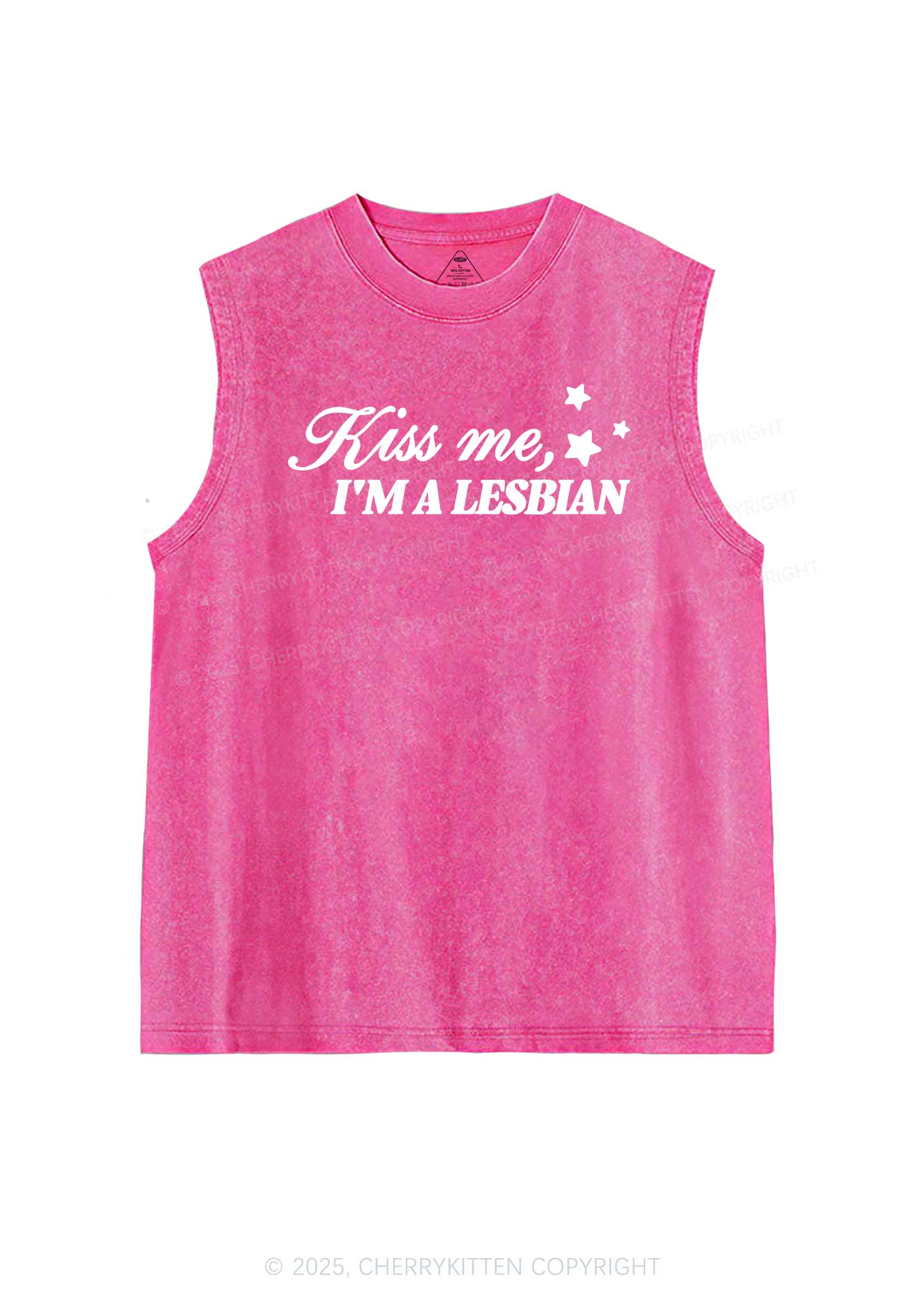 Kiss Me Im Lesbian Pride Y2K Washed Muscle Tank Cherrykitten