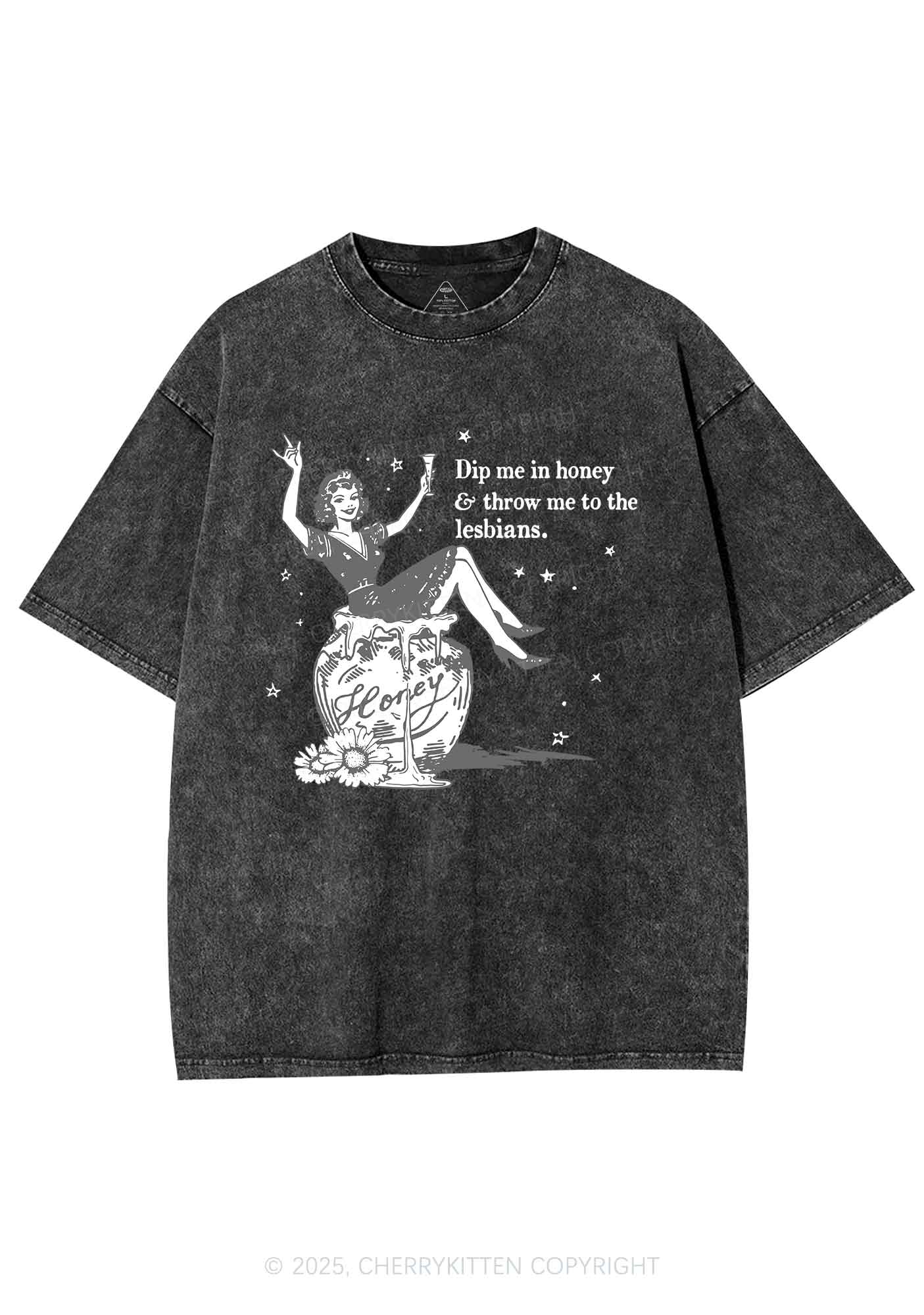 Throw Me To The Lesbians Pride Y2K Shirts Washed Tee Cherrykitten