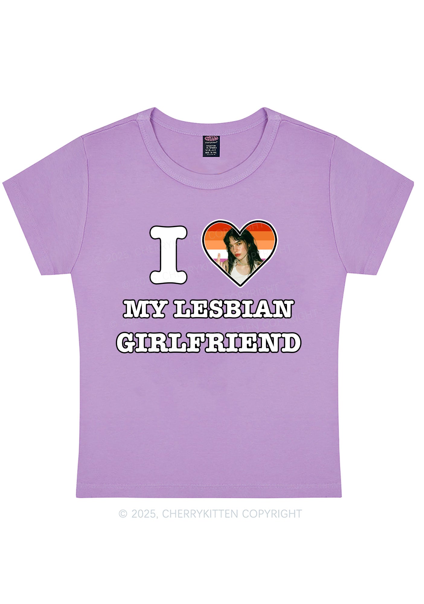 Custom My Lesbian GF Pride Y2K Baby Tee Cherrykitten
