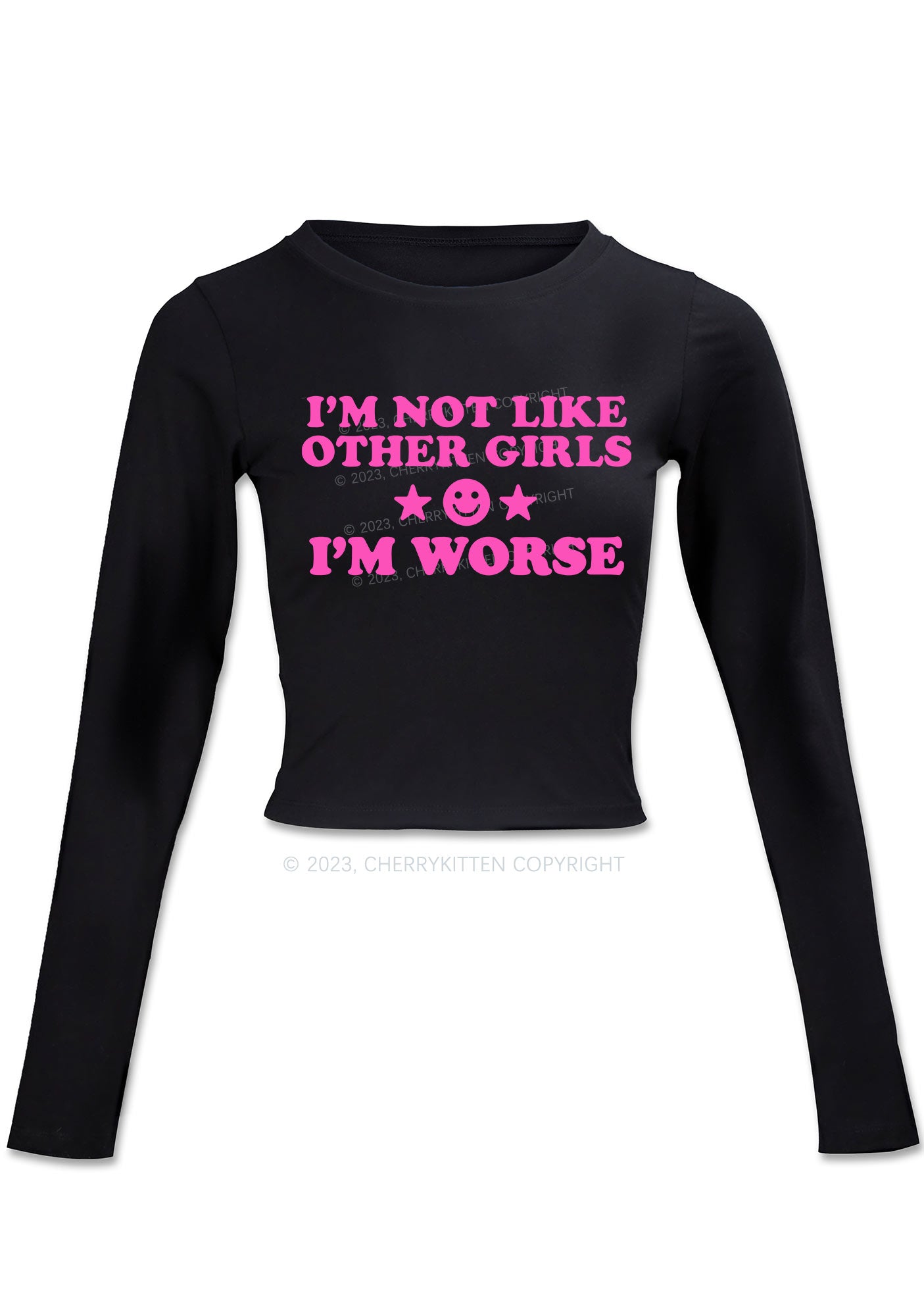 I'm Worse Long Sleeve Crop Top Cherrykitten