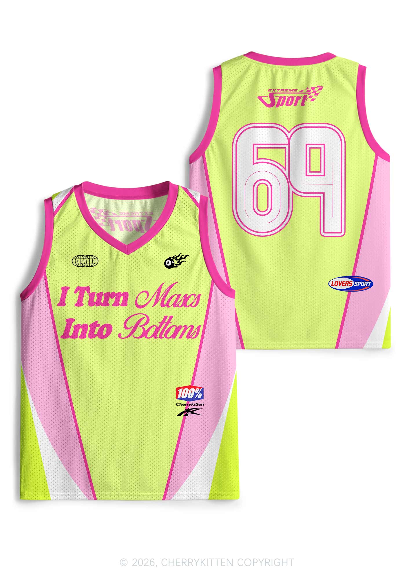 Lime Green Turn Mascs Into Bottoms Pride Y2K Sport Jersey Tank Cherrykitten