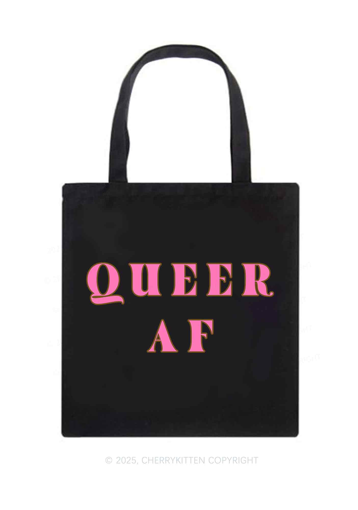 Queer AF Pride Y2K Canvas Tote Bag Cherrykitten