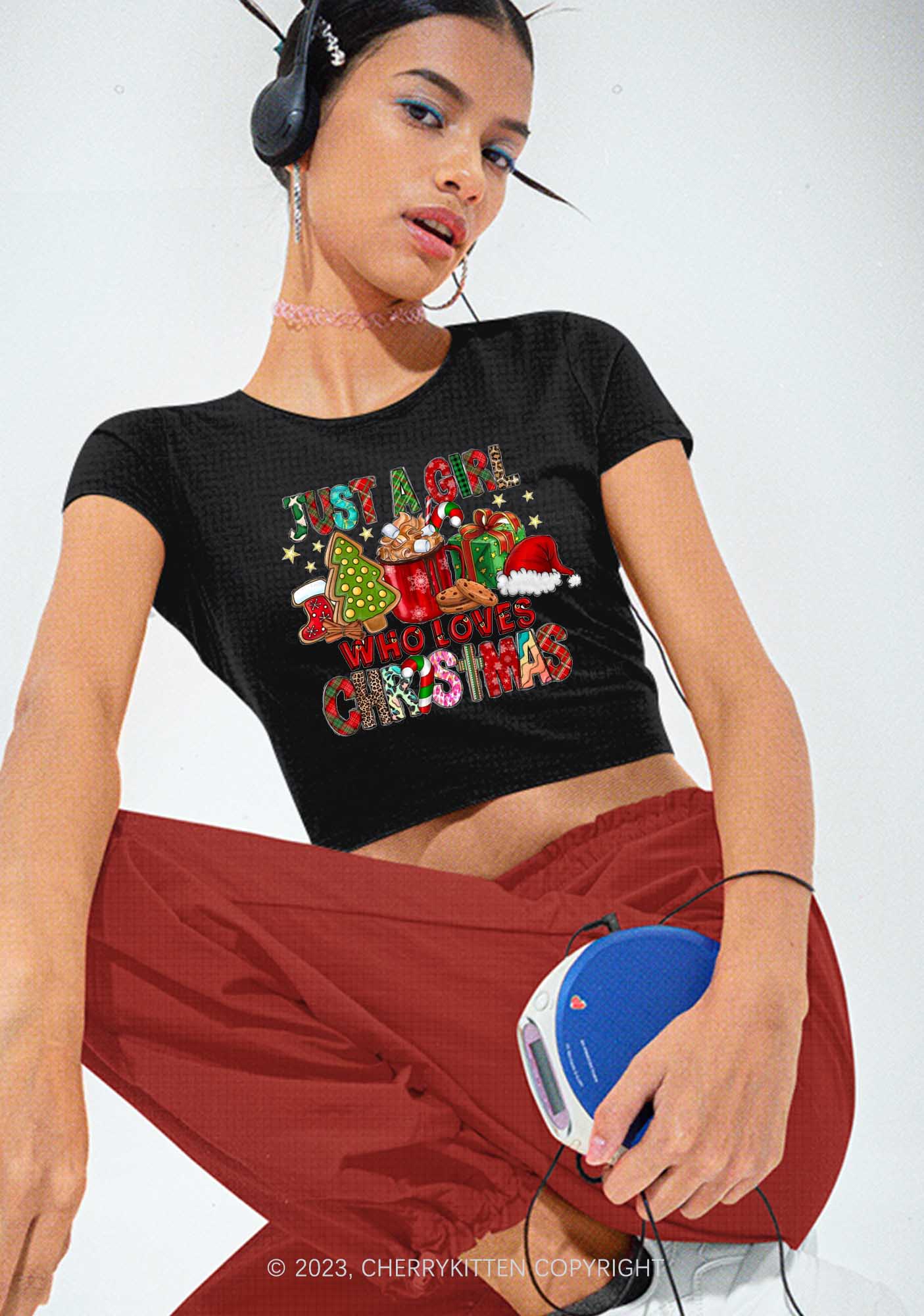 Just A Girl Who Loves Christmas Baby Tee Cherrykitten