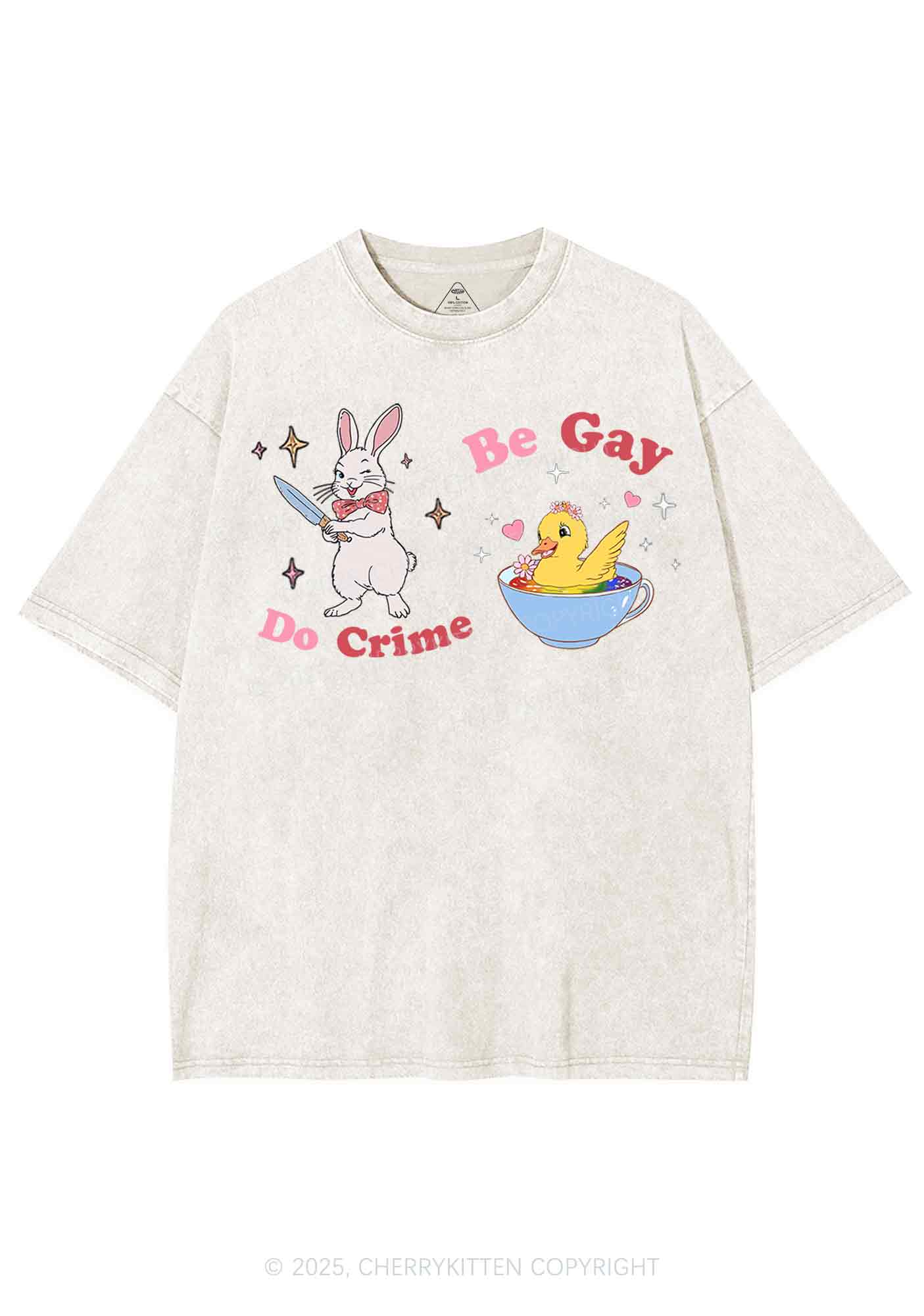 Be Gay Do Crime Pride Y2K Shirts Washed Tee Cherrykitten