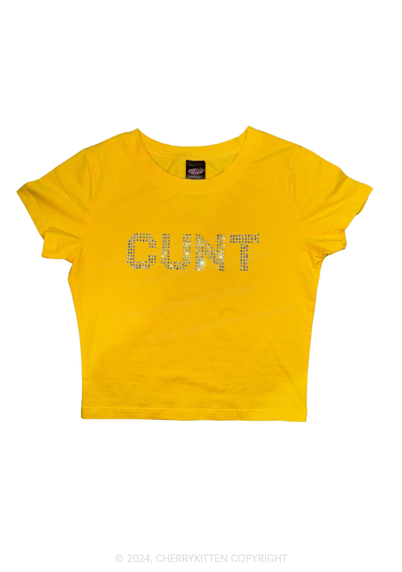 Rhinestone Cxxt Y2K Baby Tee Cherrykitten
