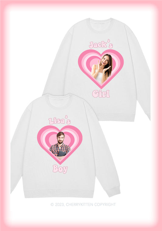 Personalized Text&Photo Heart Y2K Valentine's Day Sweatshirt Cherrykitten