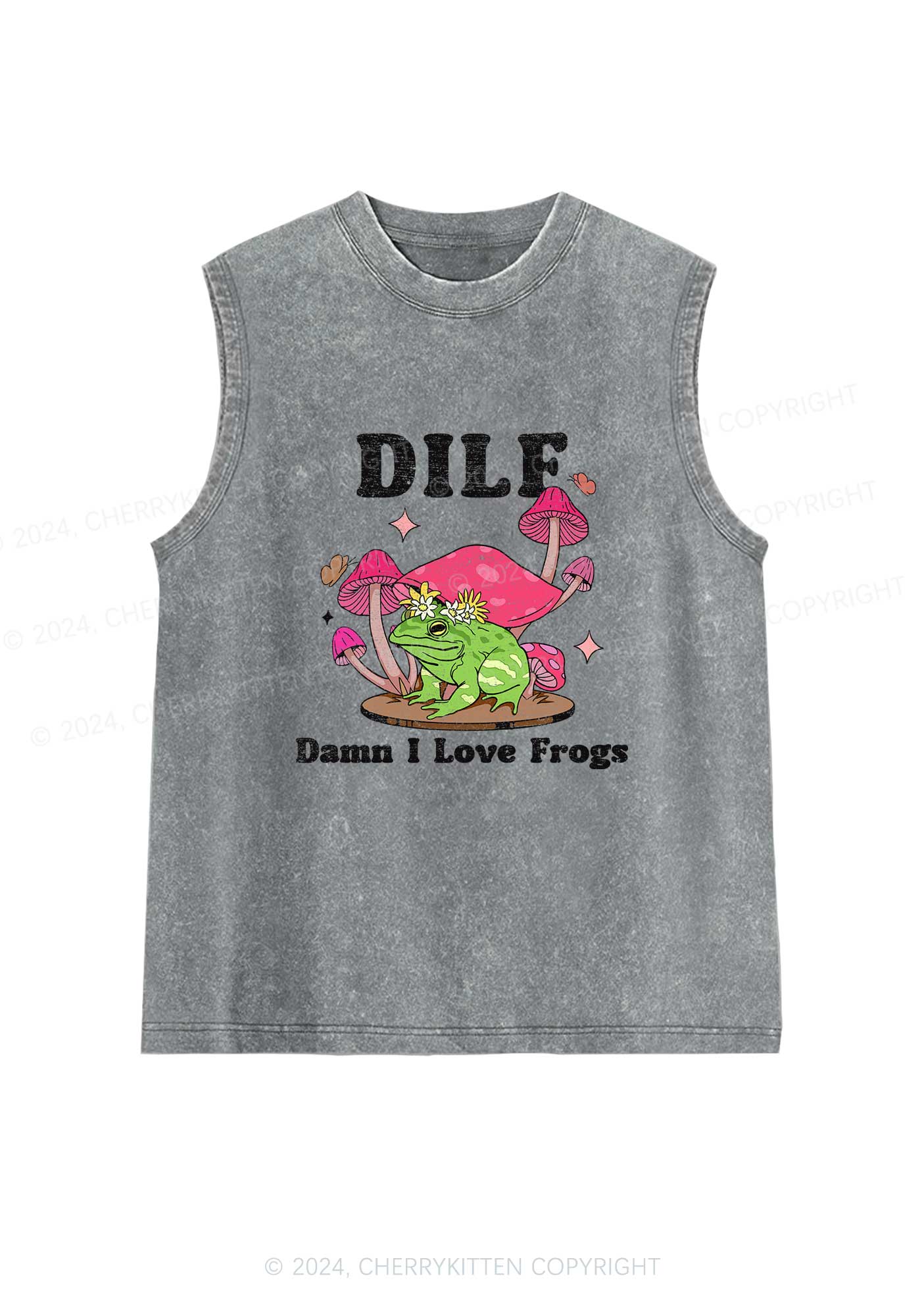I Love Frogs Y2K Washed Tank Cherrykitten