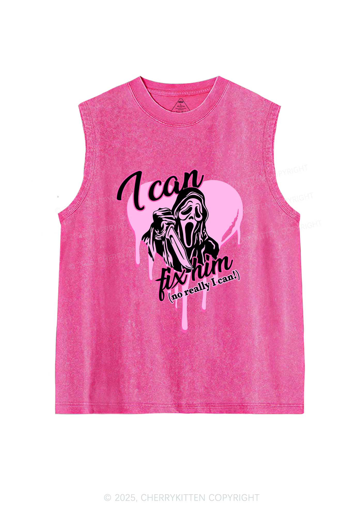 Halloween Ghost Fix Him Y2K Washed Muscle Tank Cherrykitten