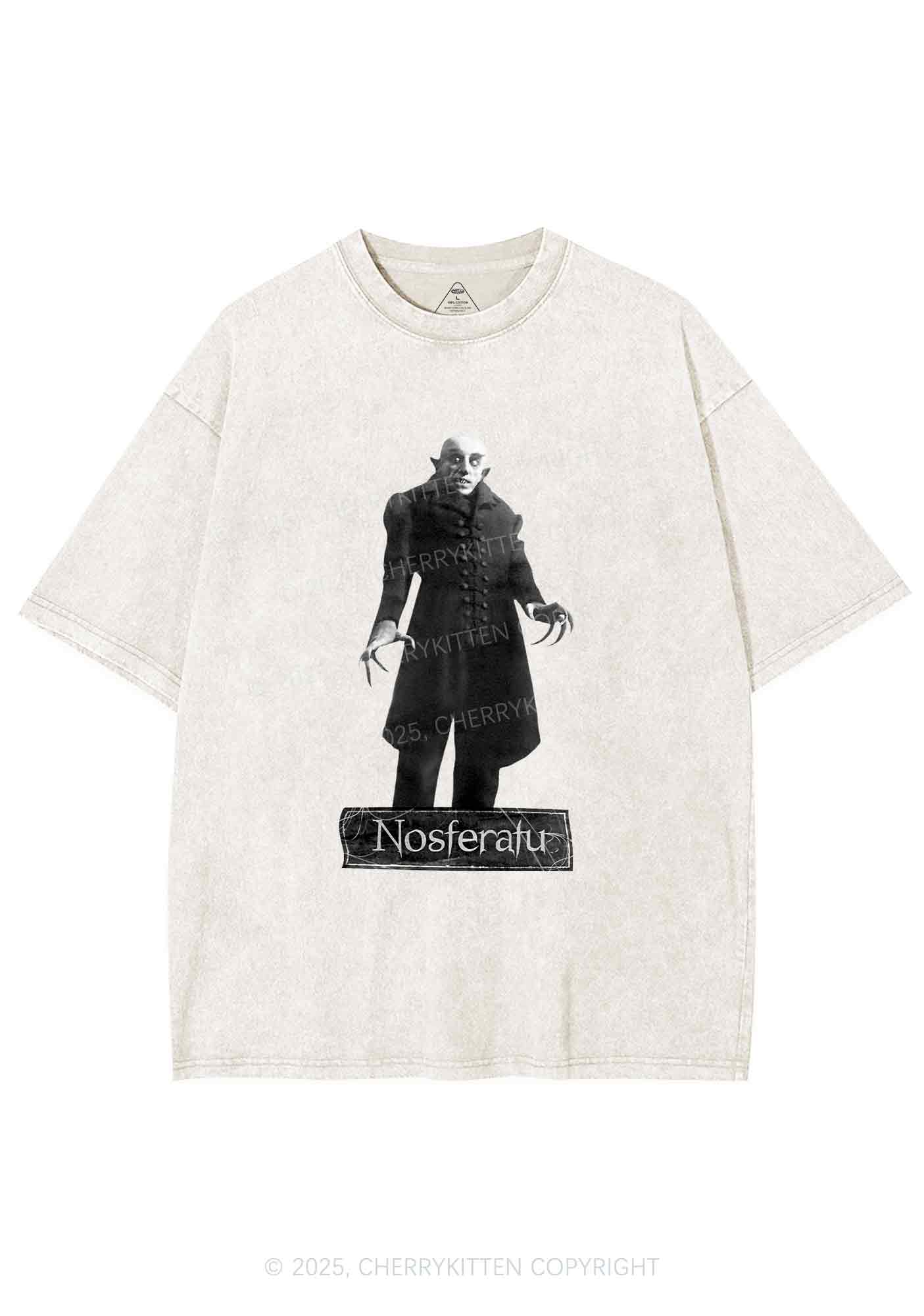 Halloween Male Vampire Y2K Shirts Washed Tee Cherrykitten