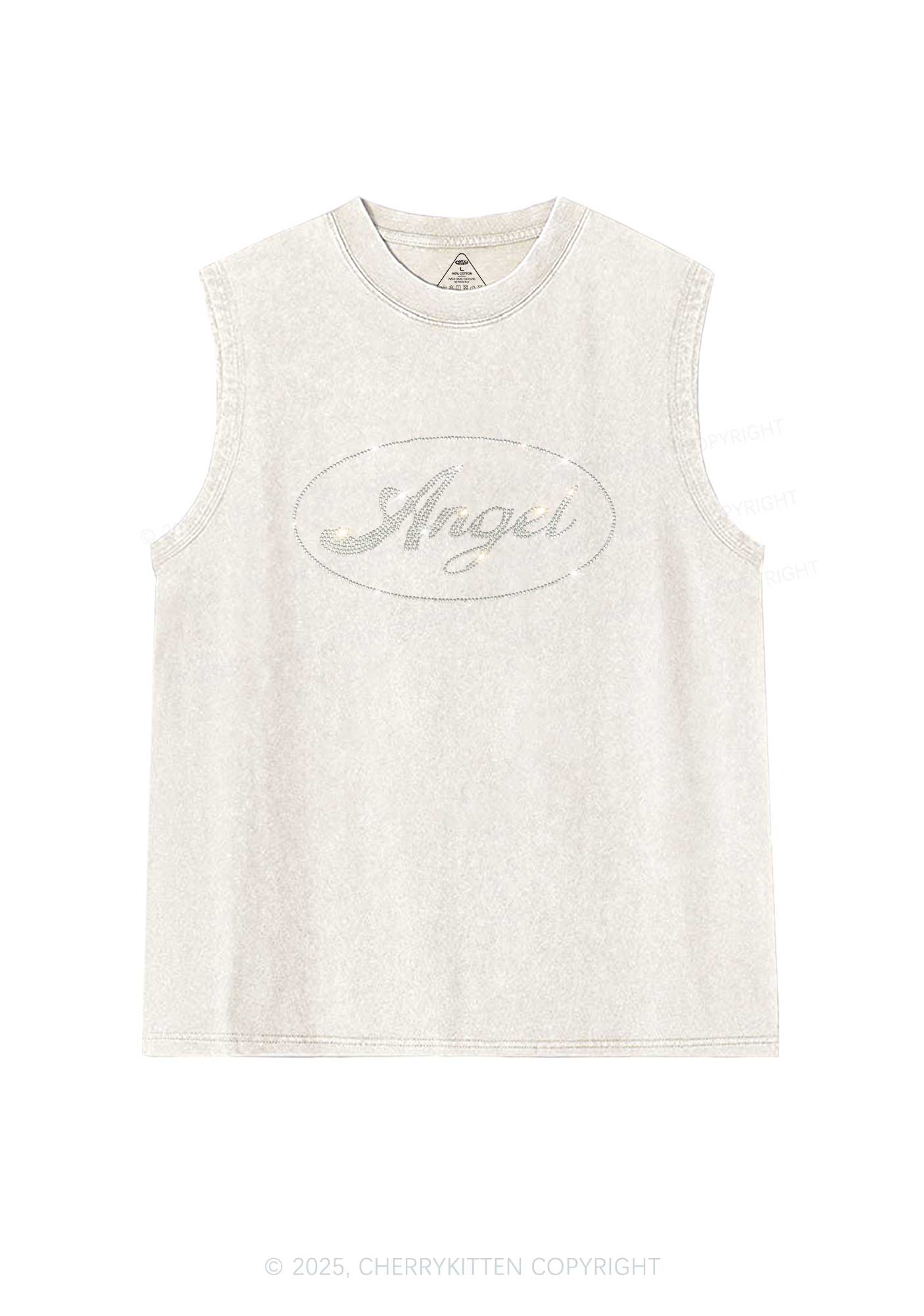 Rhinestone Angel Y2K Washed Muscle Tank Cherrykitten