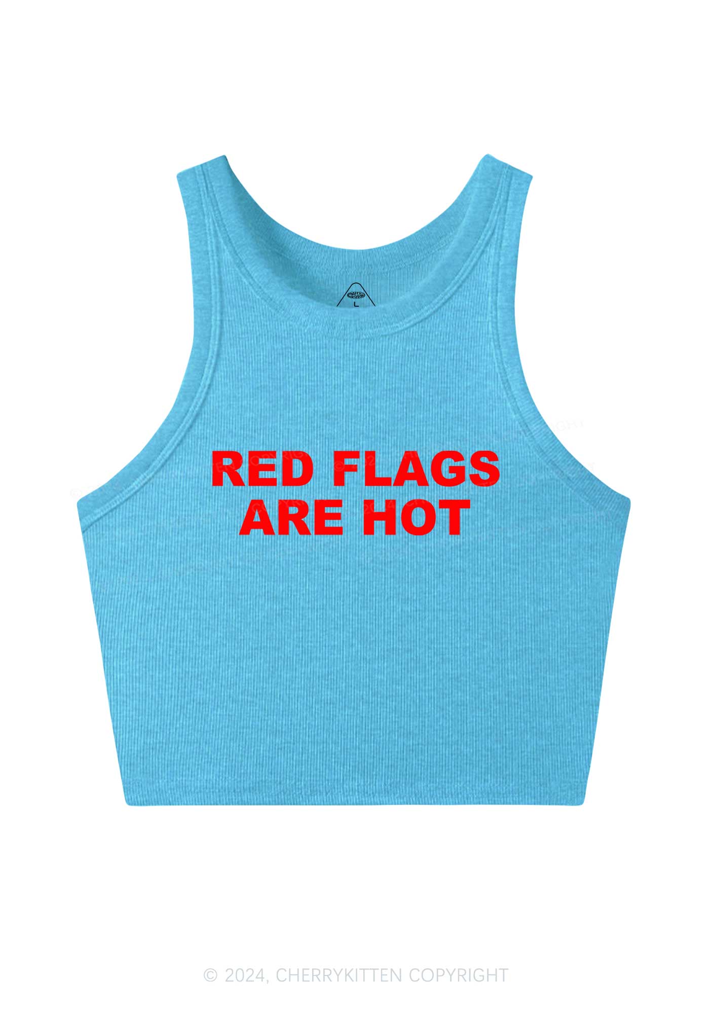 Red Flags Are Hot Y2K Crop Tank Top Cherrykitten