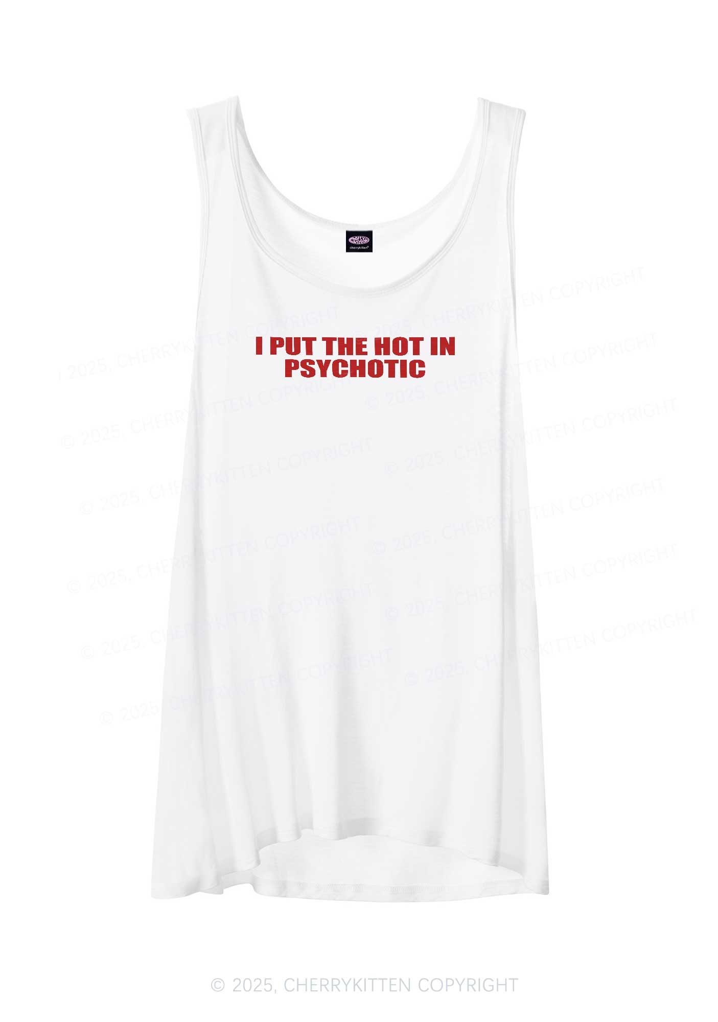 I Put The Hot In Psychotic Y2K Sheer Boyfriend Tank Cherrykitten