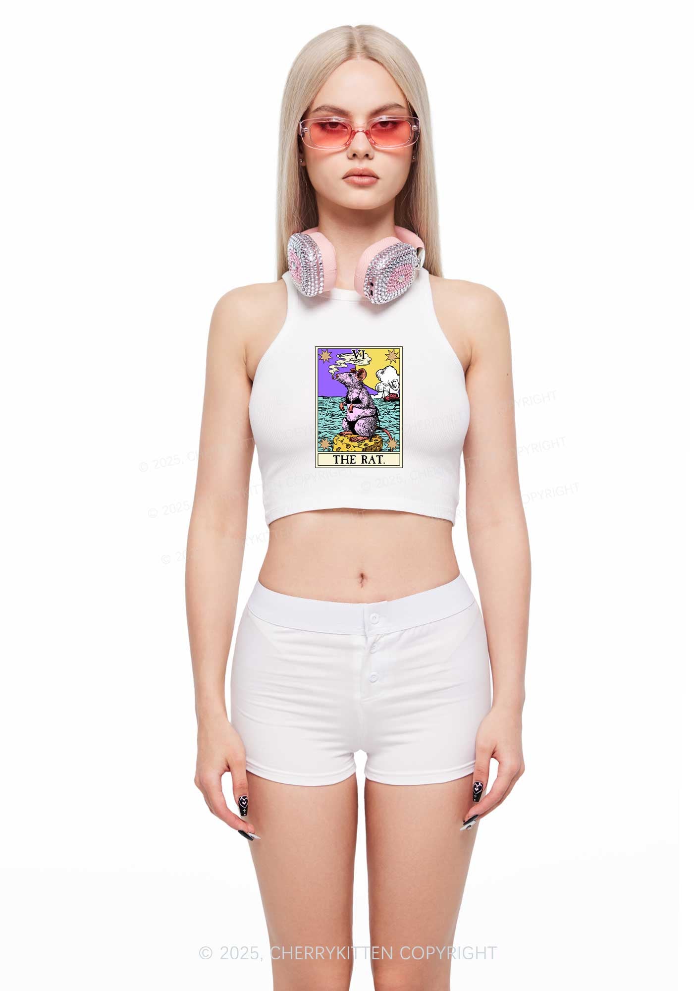 The Rat Smoking Y2K Crop Tank Top Cherrykitten