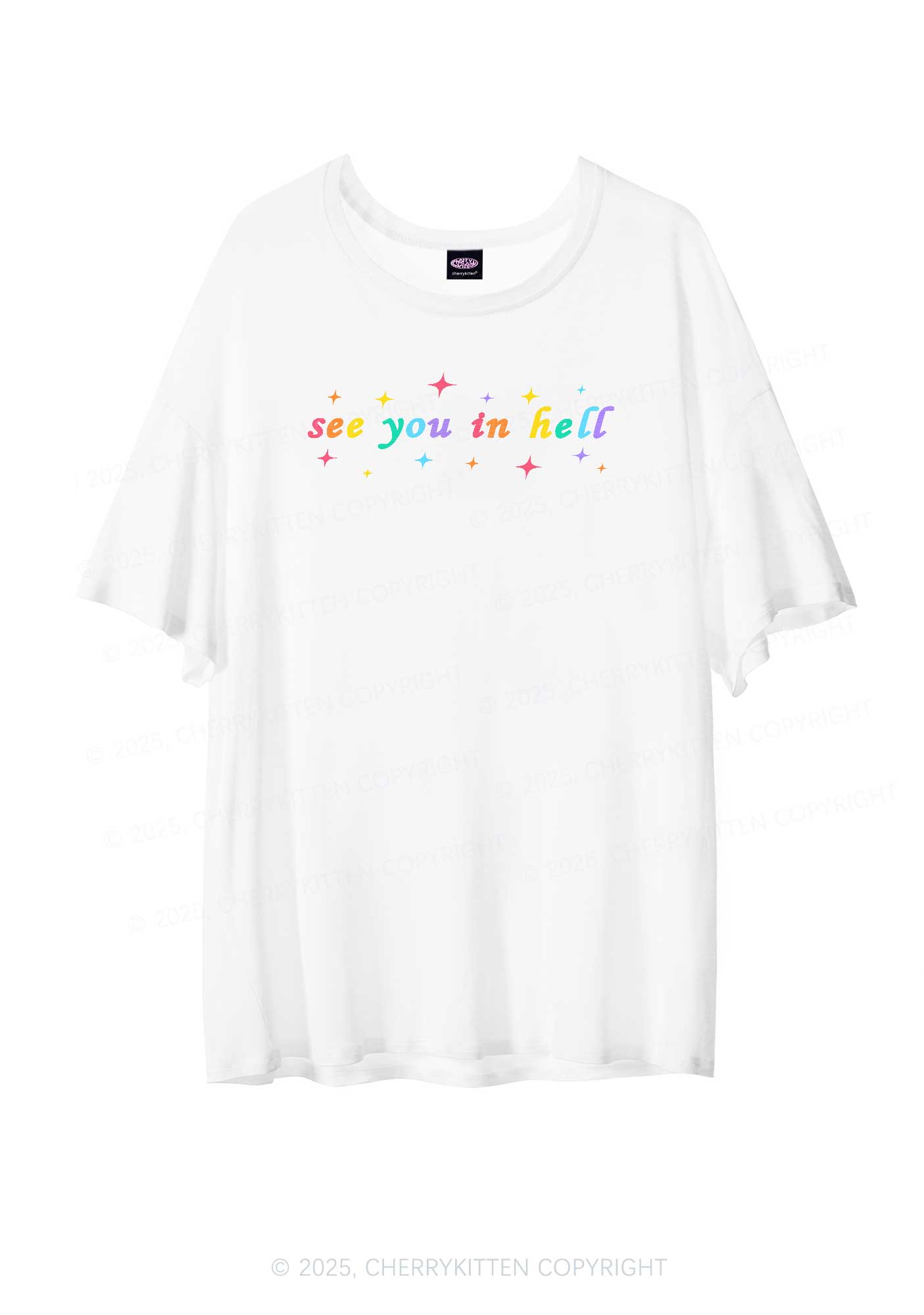 See You In Hell Y2K Sheer Boyfriend Tee Cherrykitten