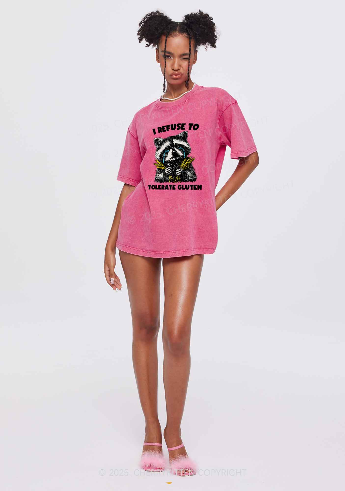 Refuse To Tolerate Gluten Y2K Shirts Washed Tee Cherrykitten
