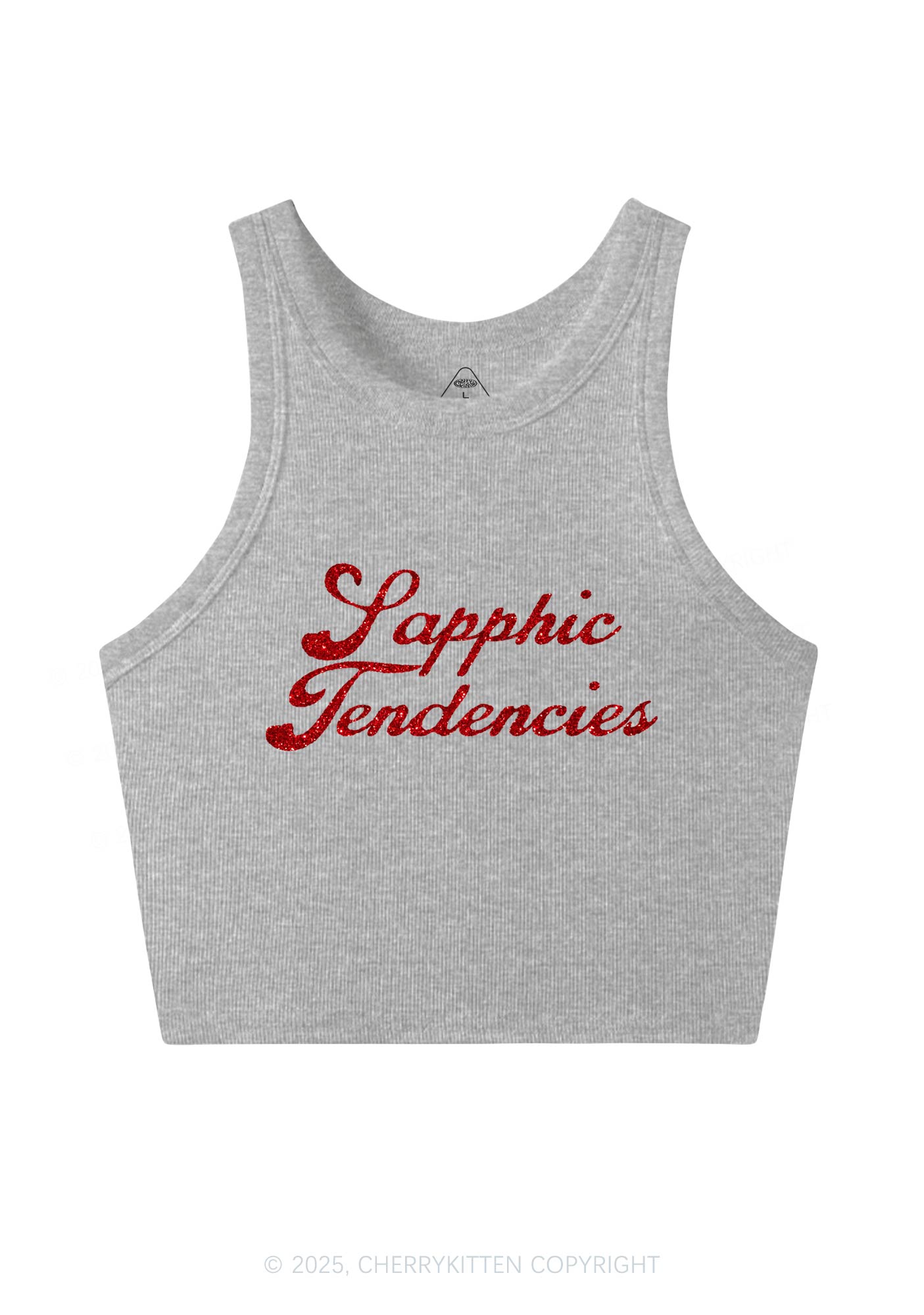 Glitter Sapphic Tendencies Pride Y2K Crop Tank Top Cherrykitten