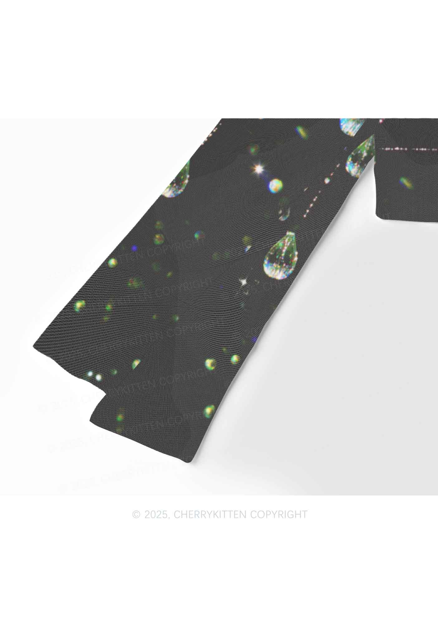 Dew Web Y2K Mesh Long Sleeve Crop Top Cherrykitten