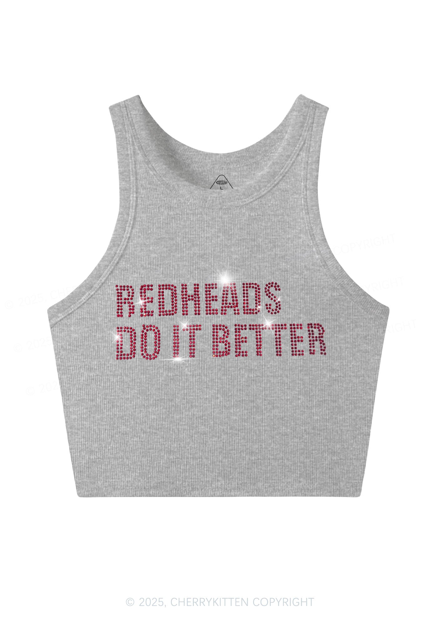 Rhinestone Redheads Do It Better Y2K Crop Tank Top Cherrykitten