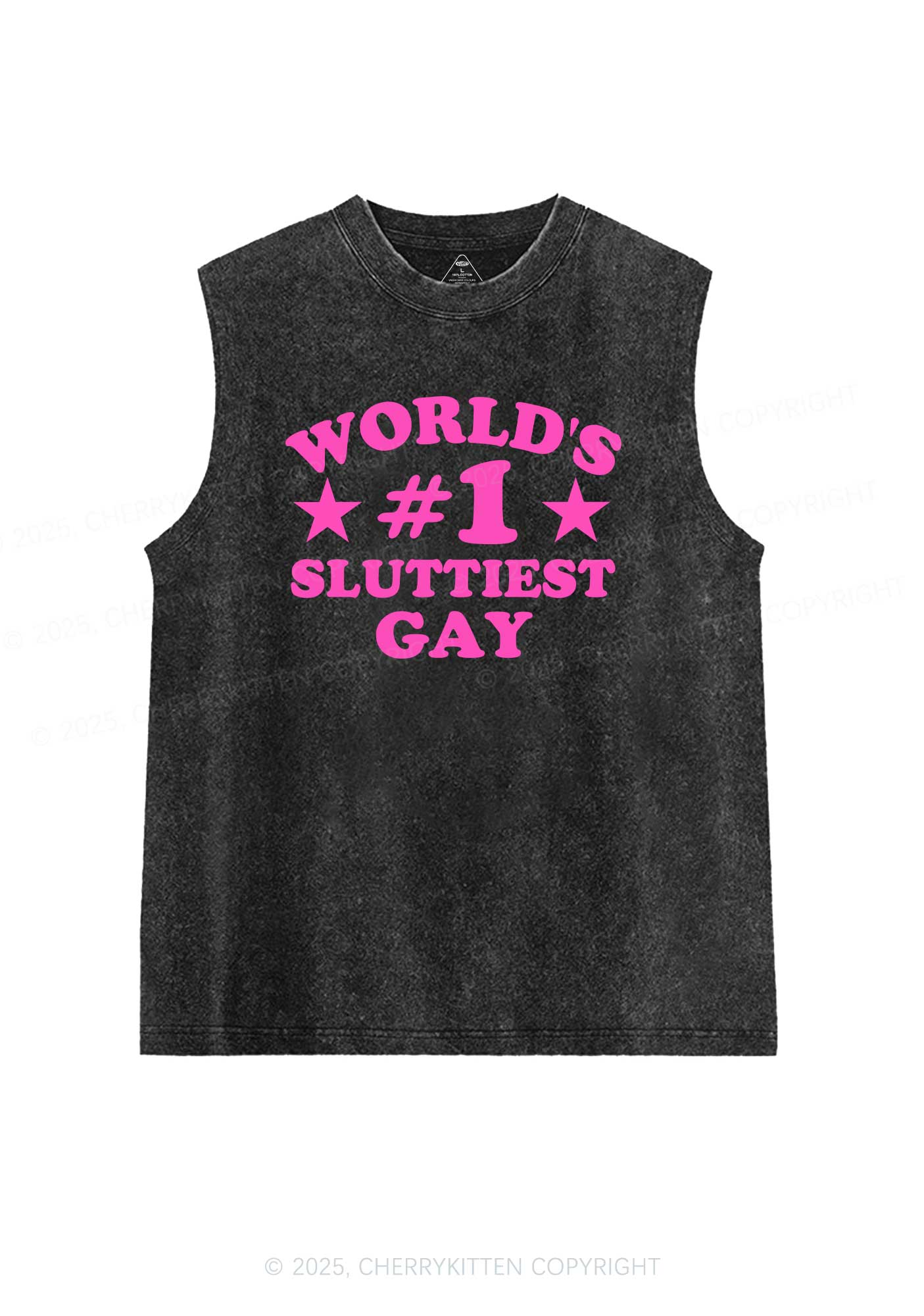 Worlds First Slxttiest Gay Pride Y2K Washed Muscle Tank Cherrykitten