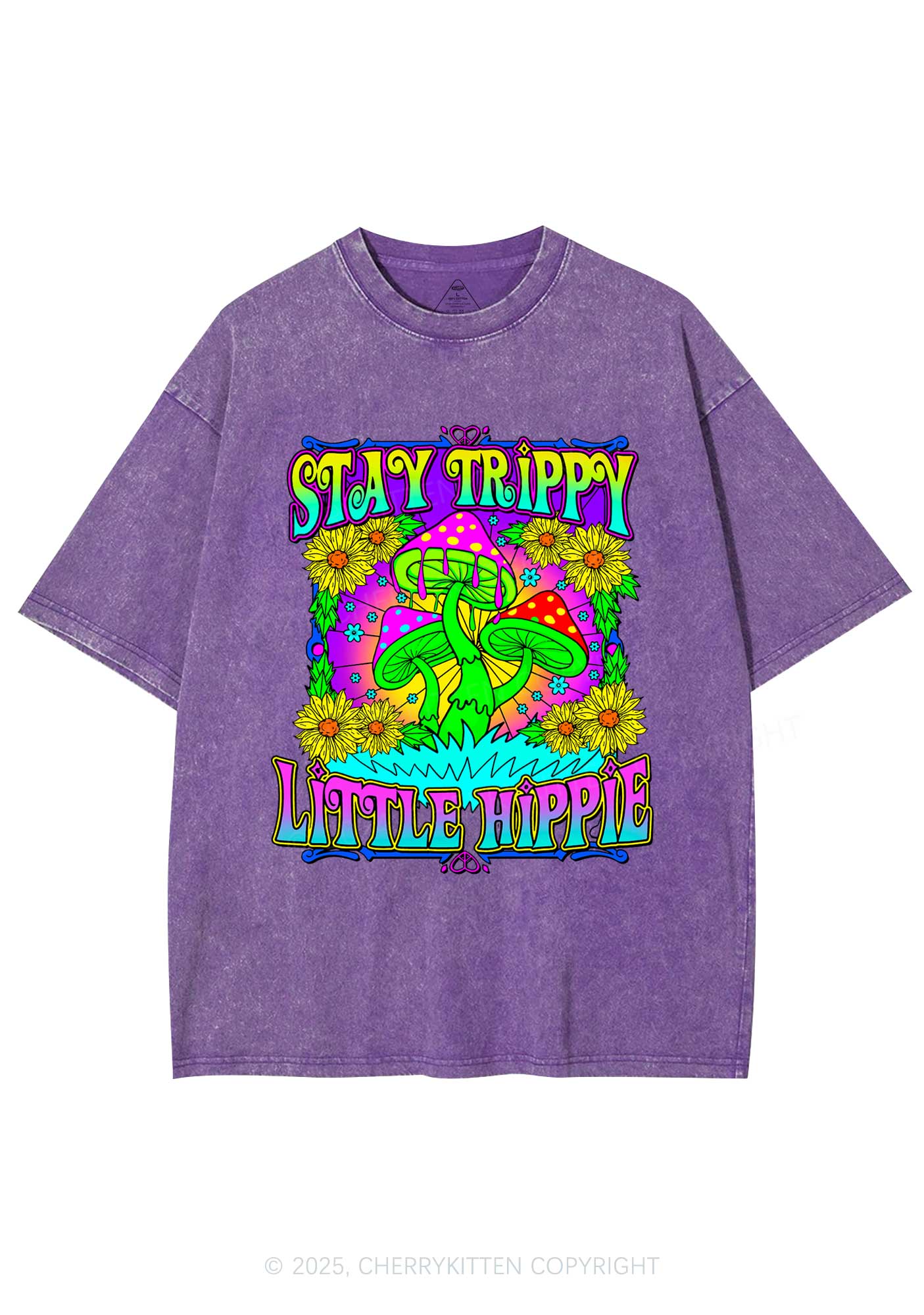 Stay Trippy Little Hippie Y2K Shirts Washed Tee Cherrykitten