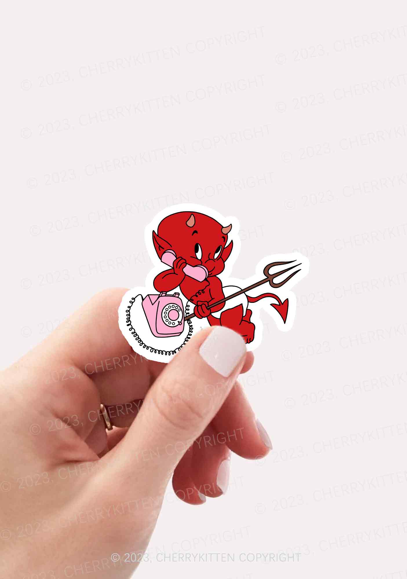 Little Devil On The Phone 1Pc Y2K Sticker Cherrykitten