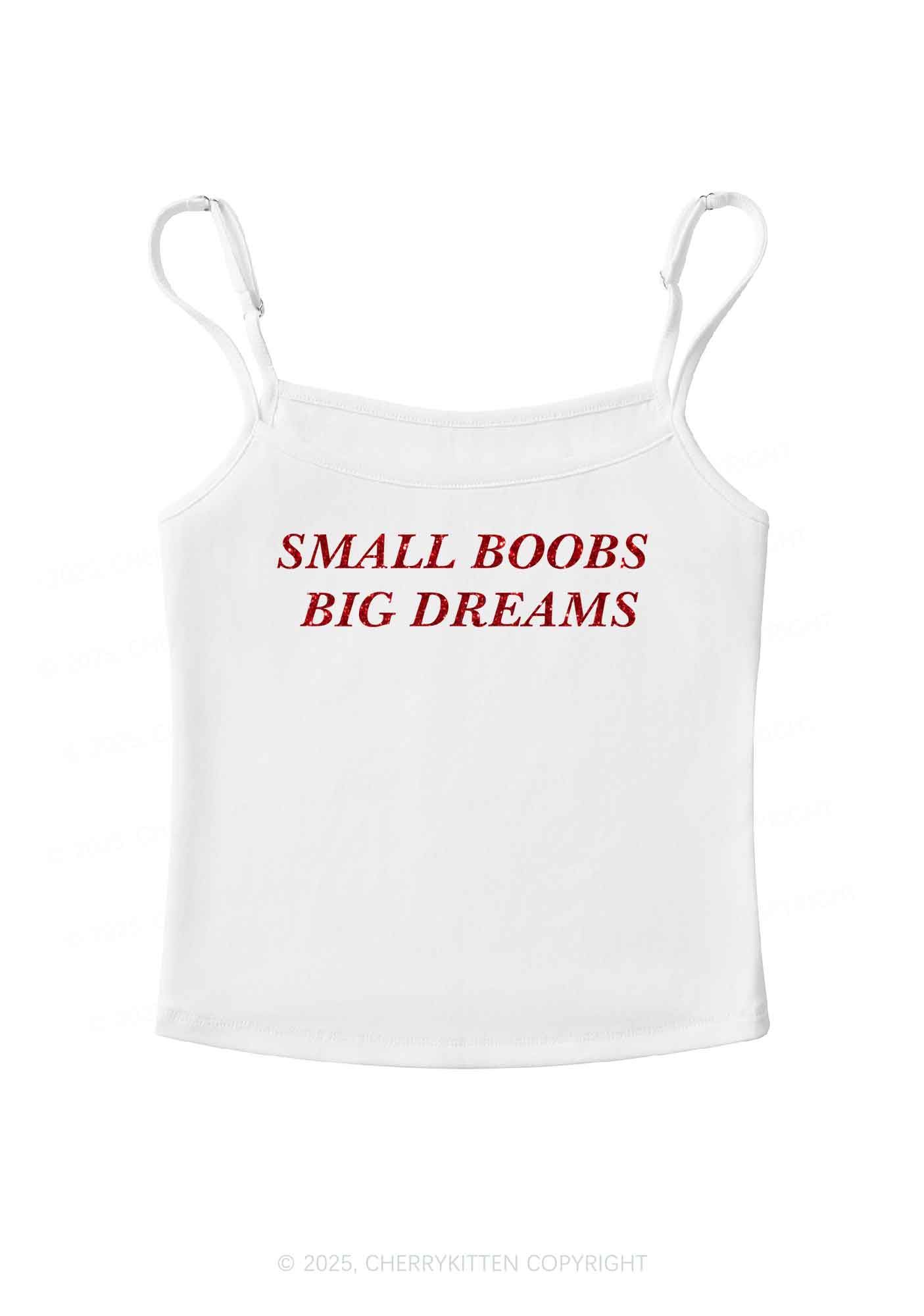 Glitter Small But Big Dreams Y2K Spaghetti Strap Cami Cherrykitten