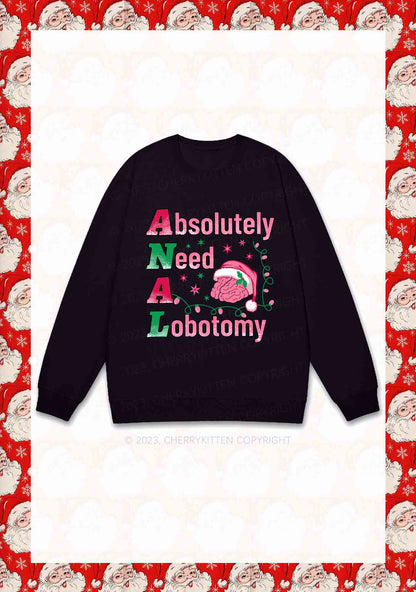 Absolutely Need A Lobotomy Christmas Y2K Sweatshirt Cherrykitten
