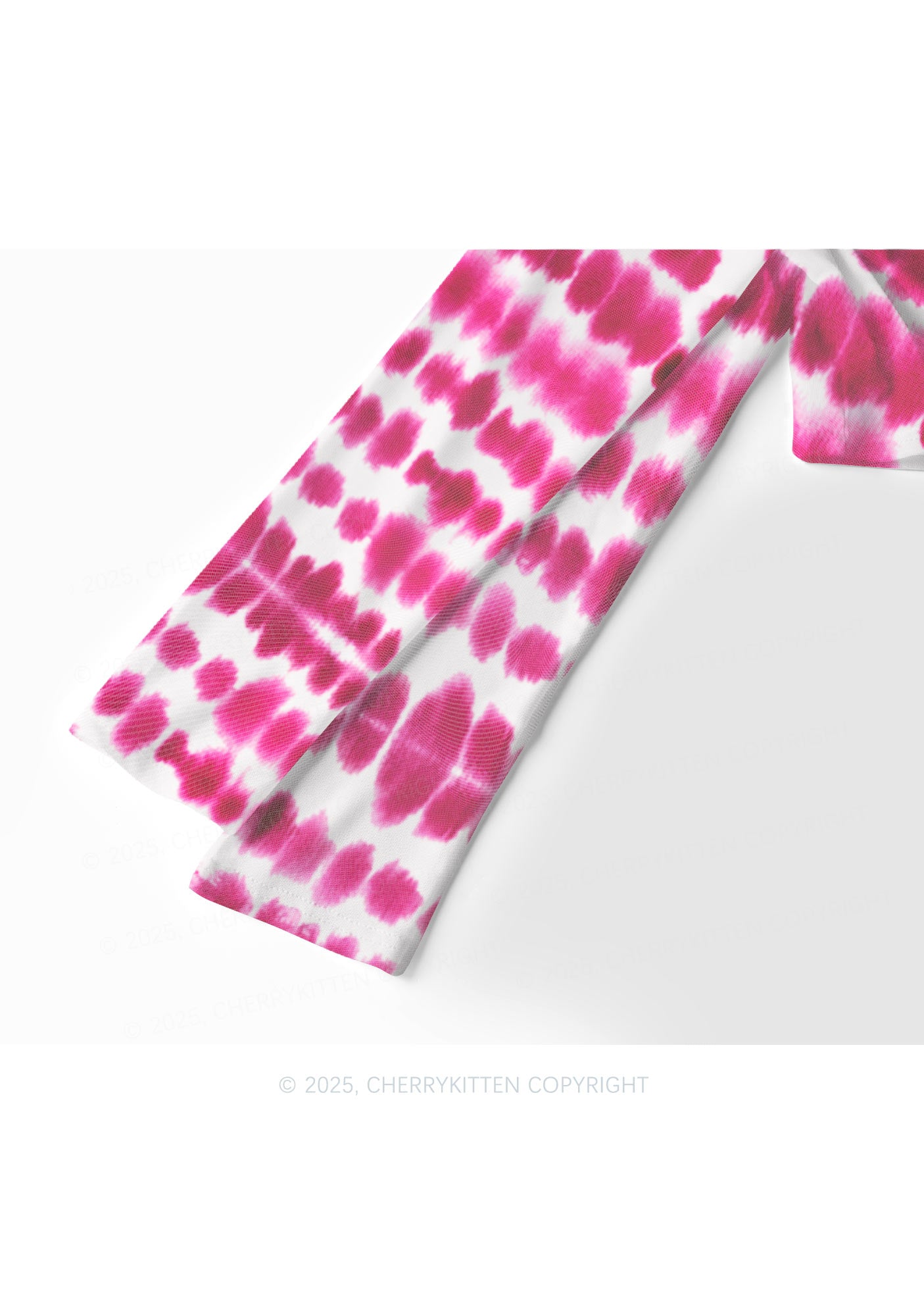 Pink Orchid Dewdrops Y2K Mesh Long Sleeve Crop Top Cherrykitten