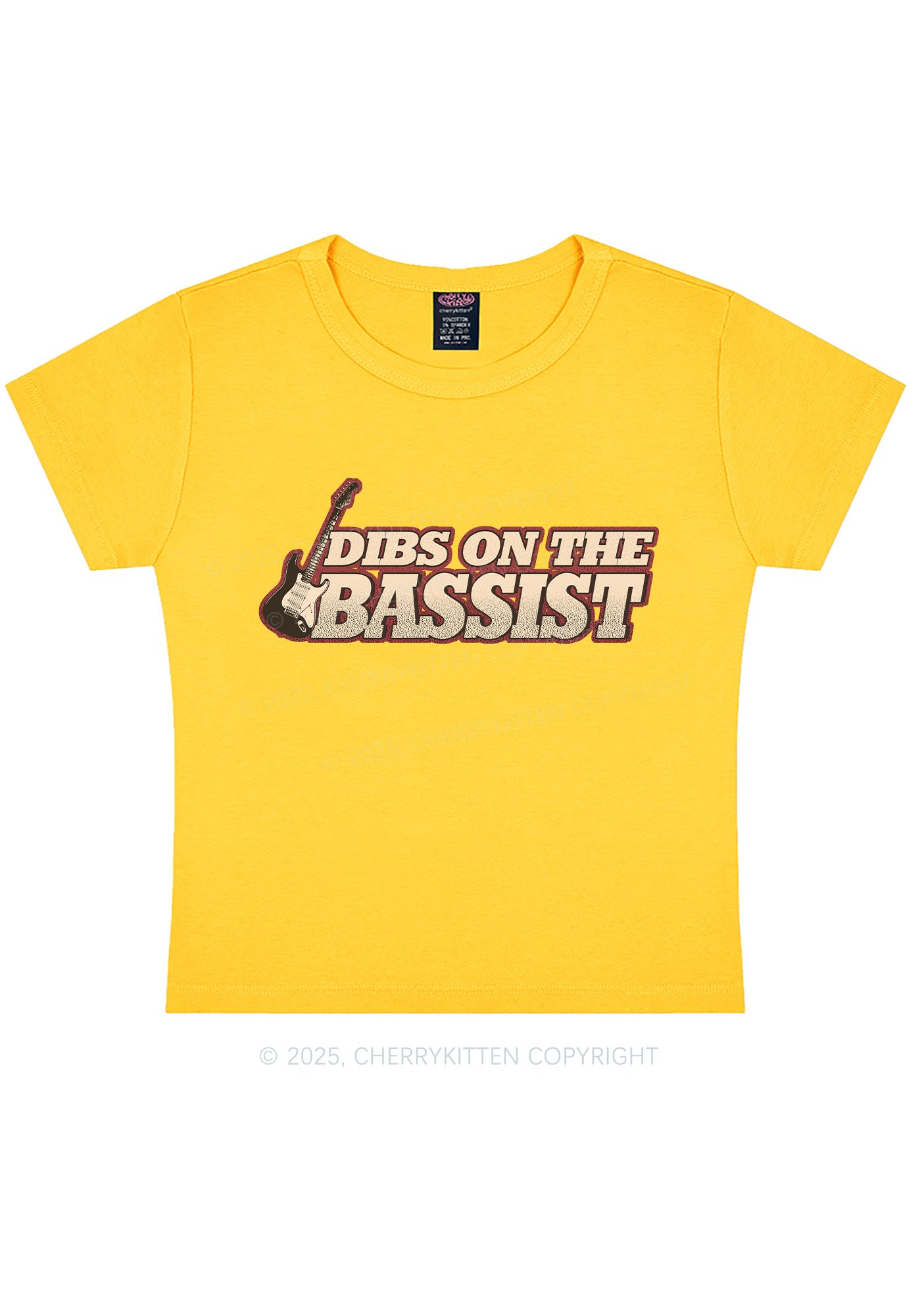 Dibs On The Bassist Y2K Baby Tee Cherrykitten