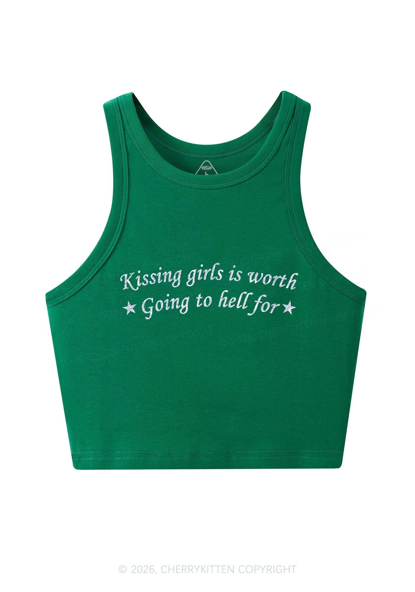 Glitter Kissing Girls is Worth Pride Y2K Crop Tank Top Cherrykitten
