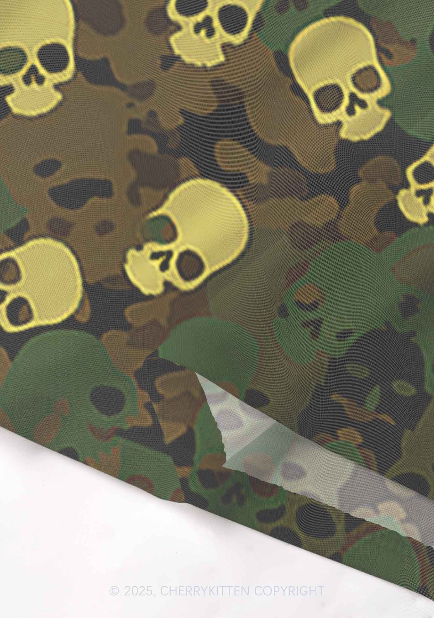 Halloween Camouflage Skull Y2K Mesh Cami Tank Cherrykitten