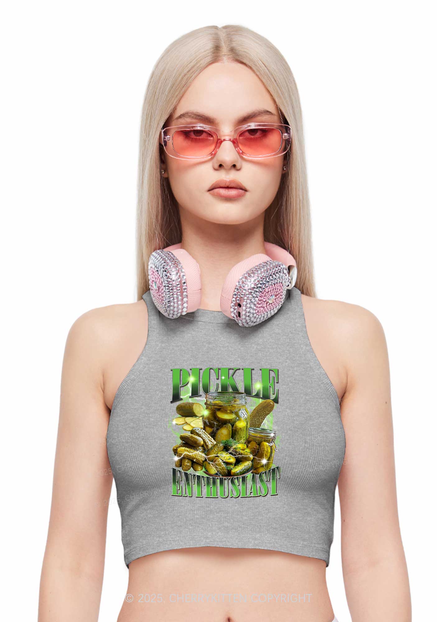 Pickle Enthusiast Y2K Crop Tank Top Cherrykitten