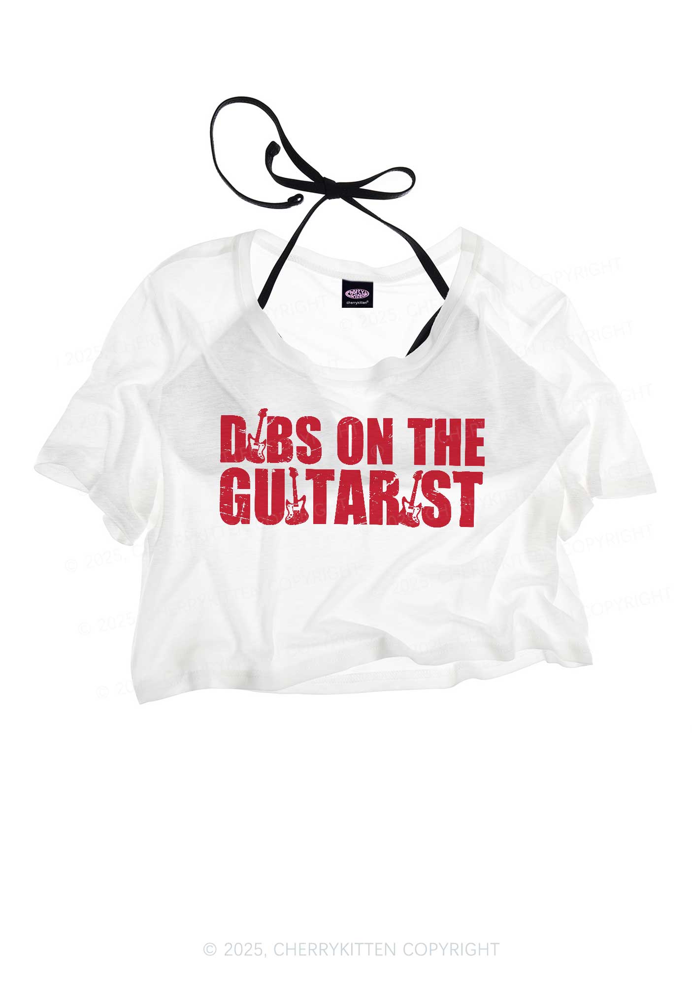 Dibs On The Guitarist Y2K Sheer Crop Tee Cherrykitten