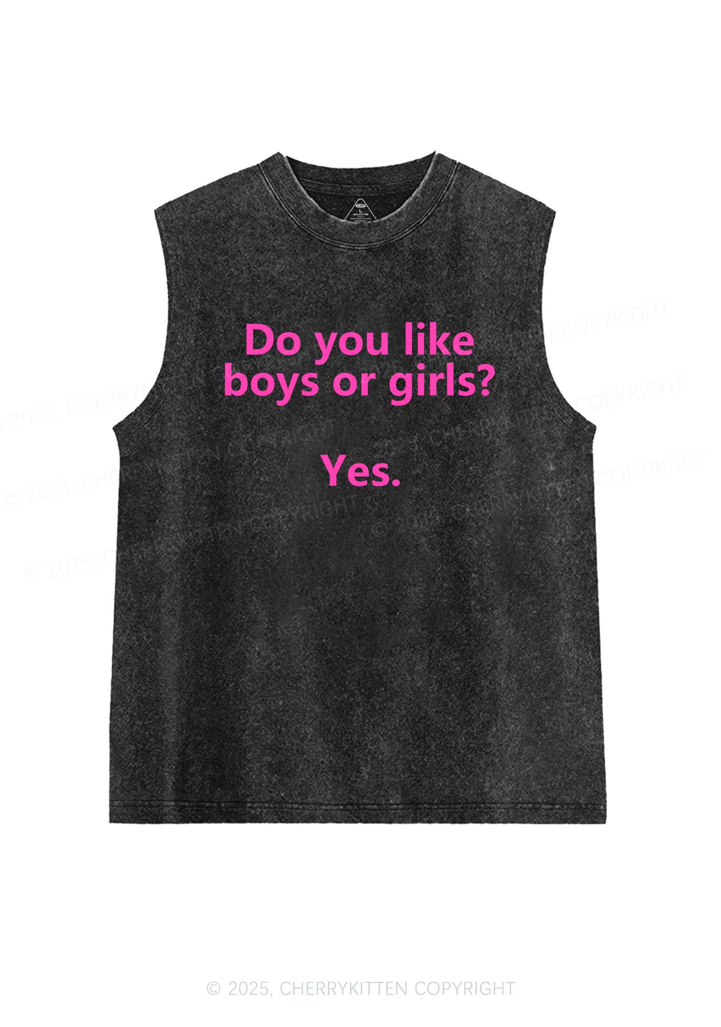 Do You Like Boys Or Girls Pride Y2K Washed Muscle Tank Cherrykitten