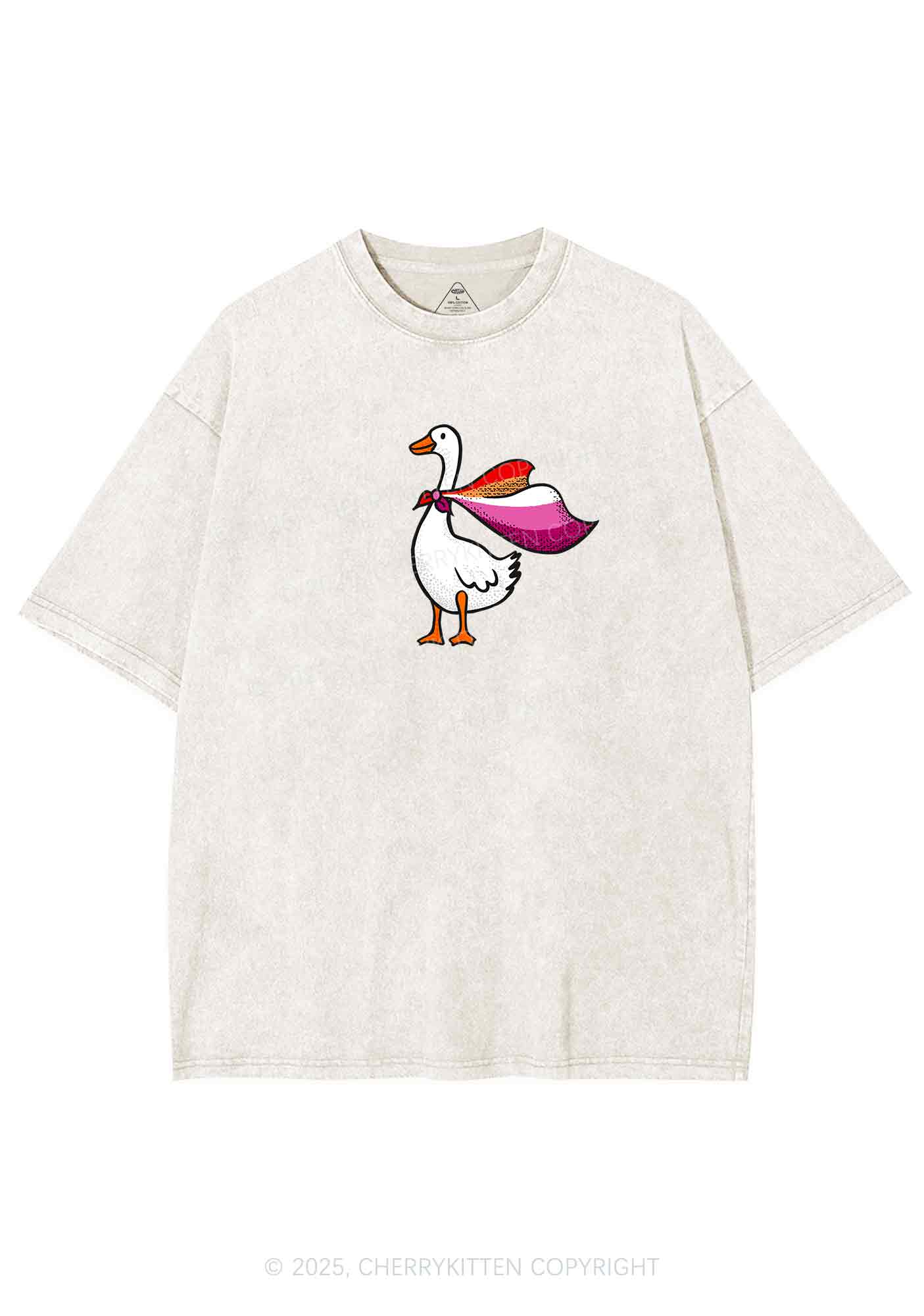 Lesbian Goose Pride Y2K Shirts Washed Tee Cherrykitten