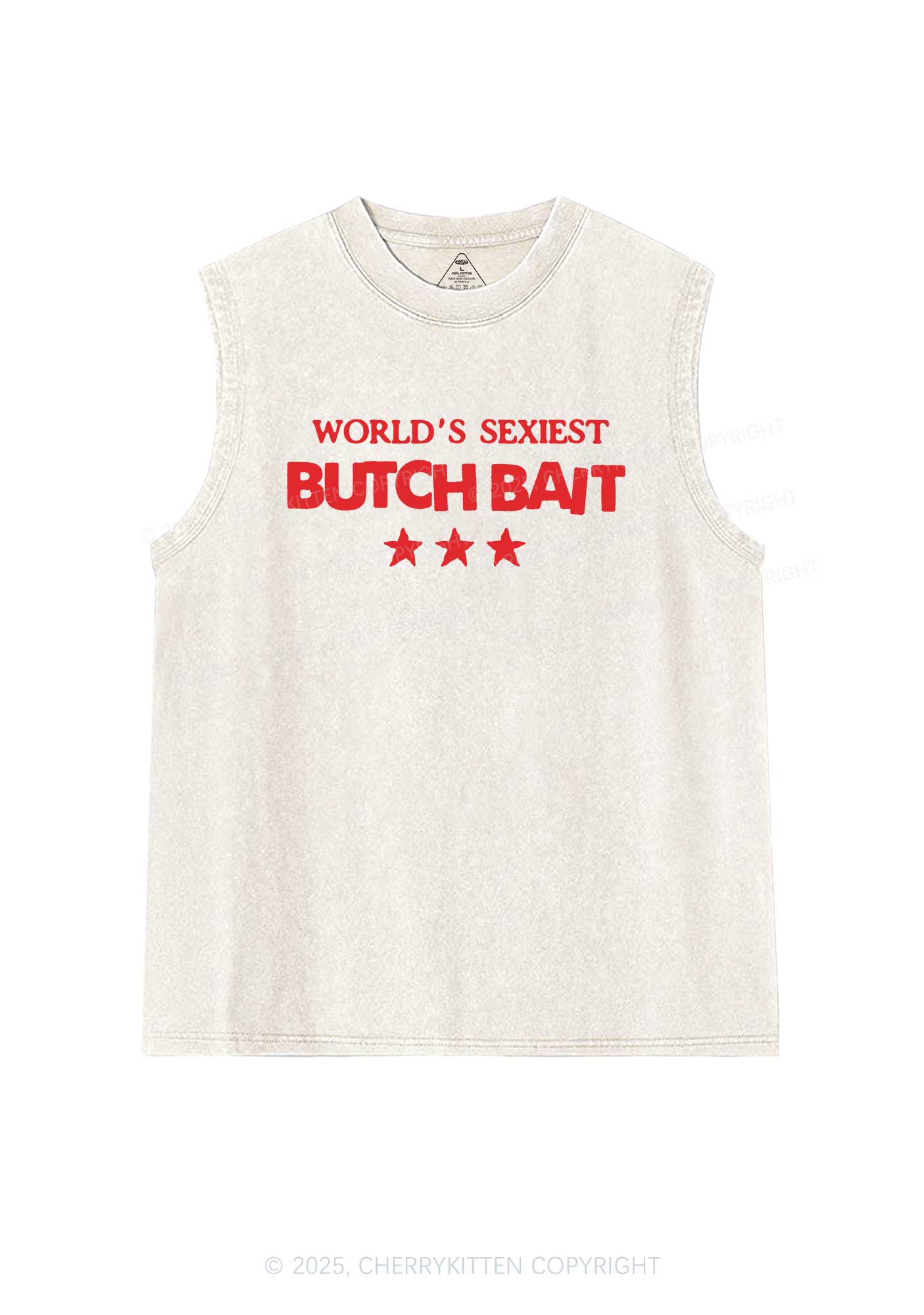 Worlds Sexiest Butch Bait Pride Y2K Washed Muscle Tank Cherrykitten