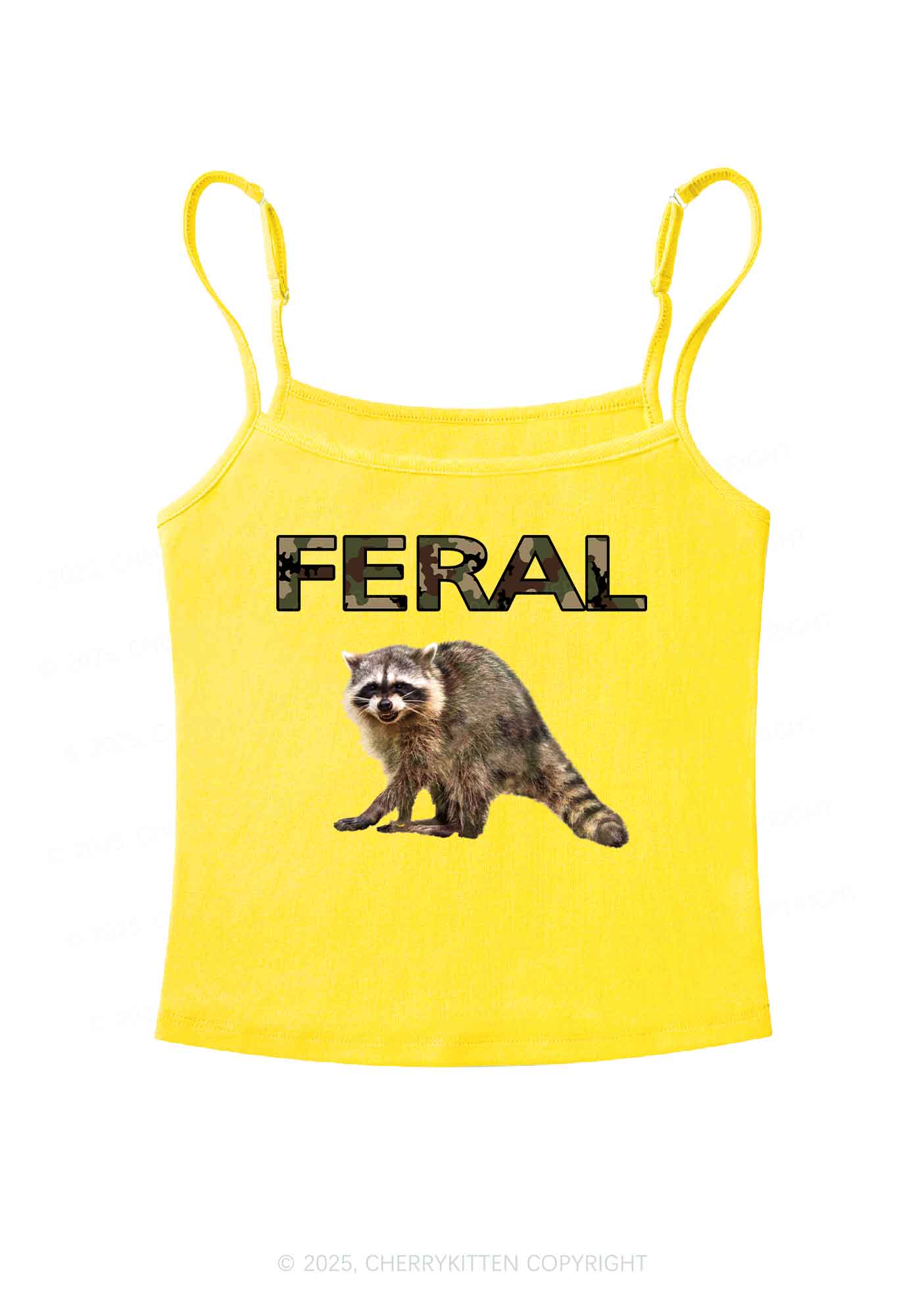Feral Raccoon Y2K Spaghetti Strap Cami Cherrykitten