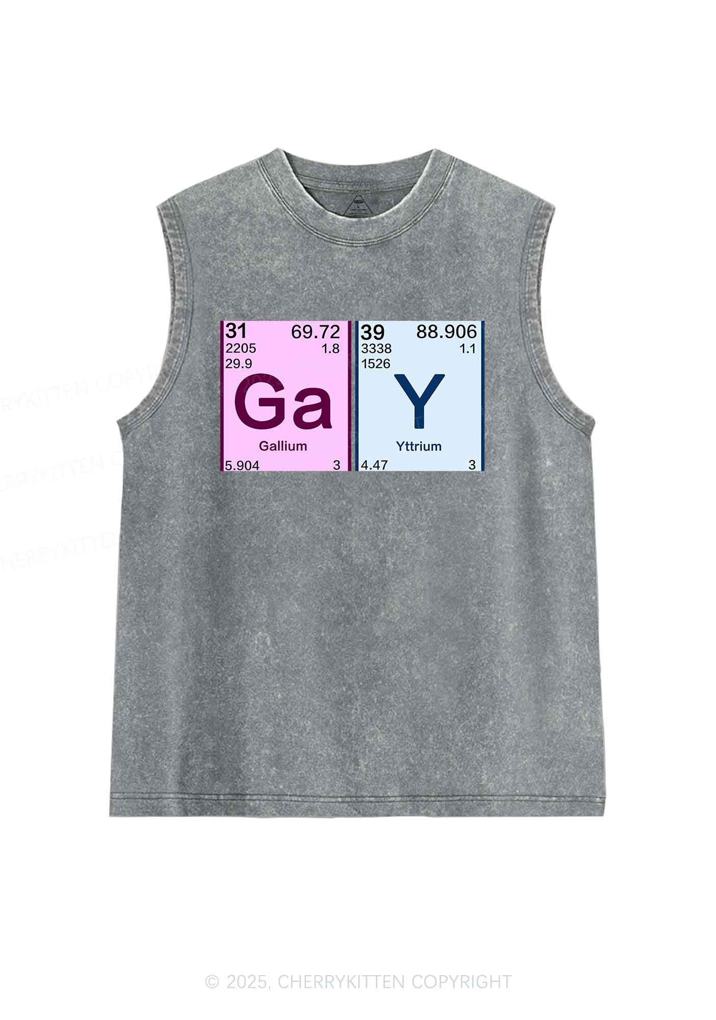 Gay Periodic Table Elements Pride Y2K Washed Muscle Tank Cherrykitten