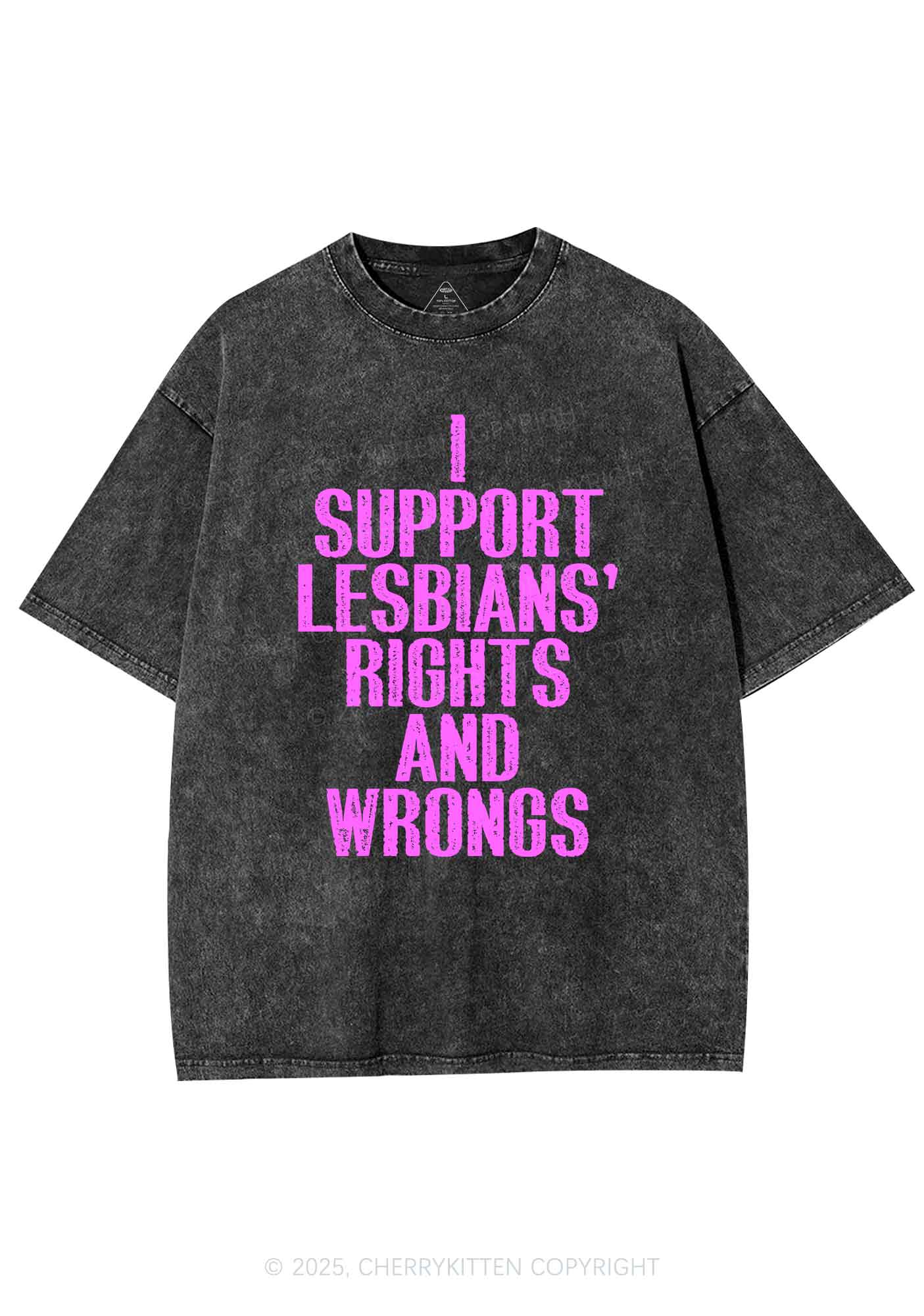 Support Lesbians Rights Pride Y2K Shirts Washed Tee Cherrykitten