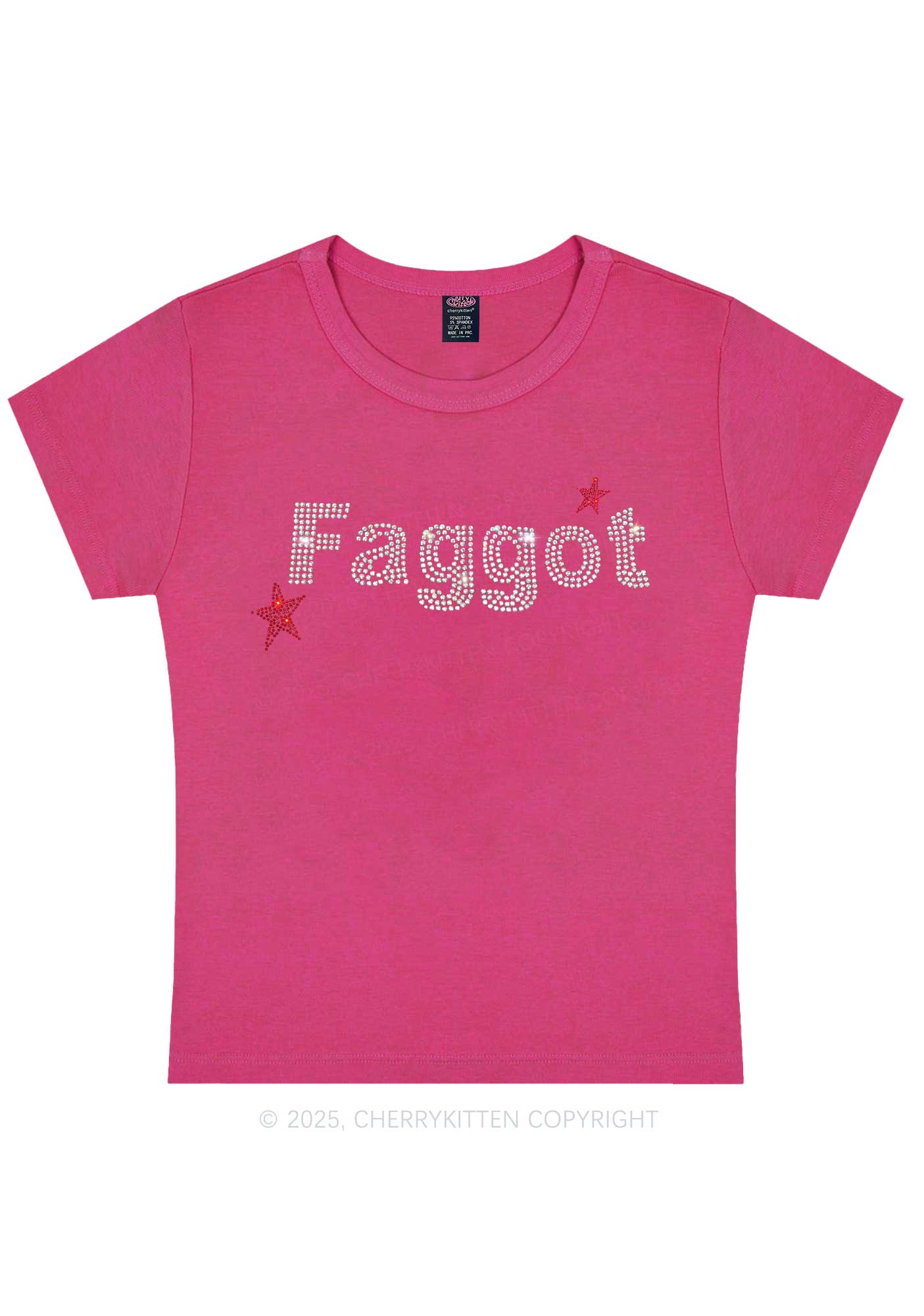 Rhinestone Faggot Pride Y2K Baby Tee Cherrykitten