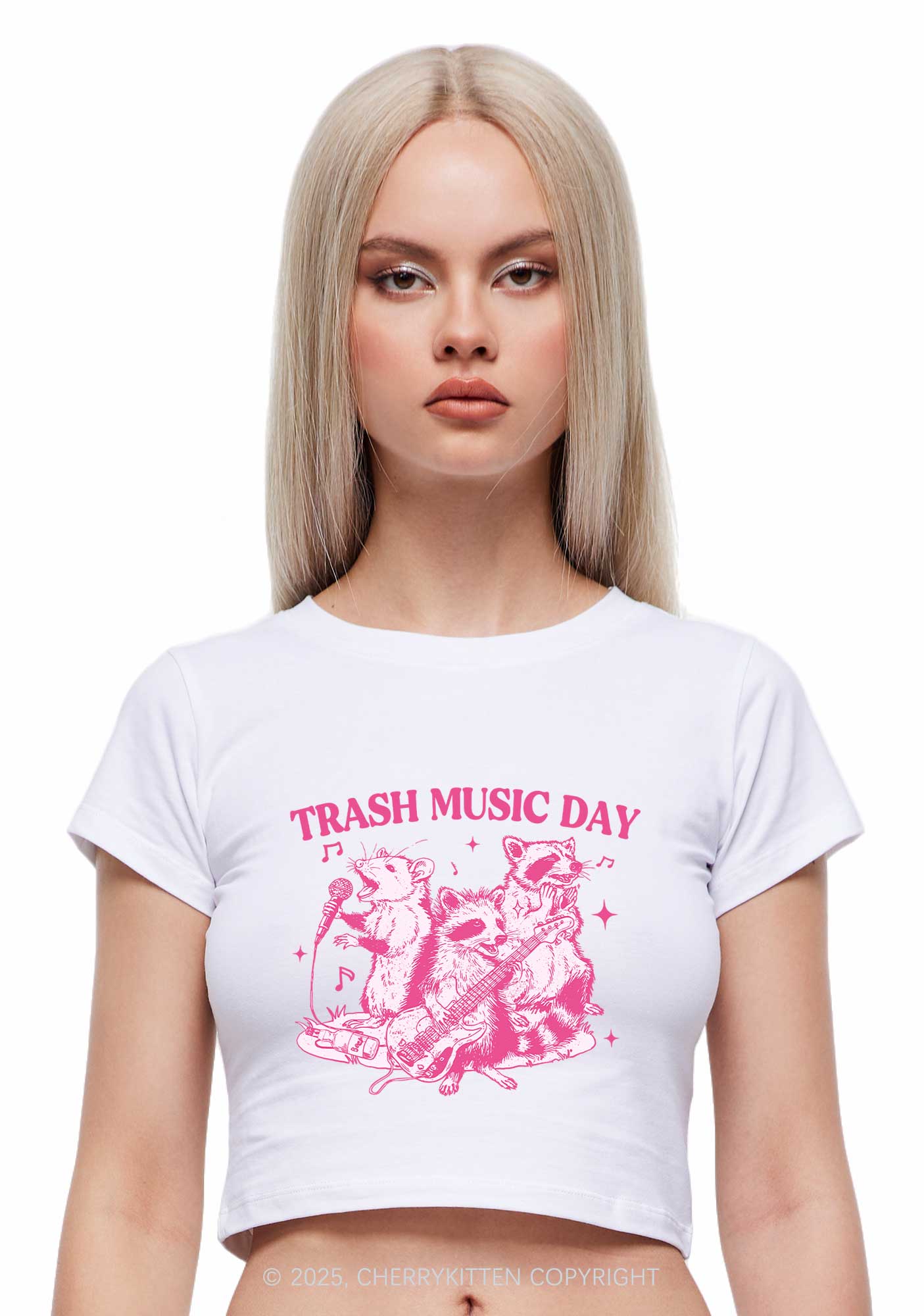 Trash Music Day Y2K Baby Tee Cherrykitten