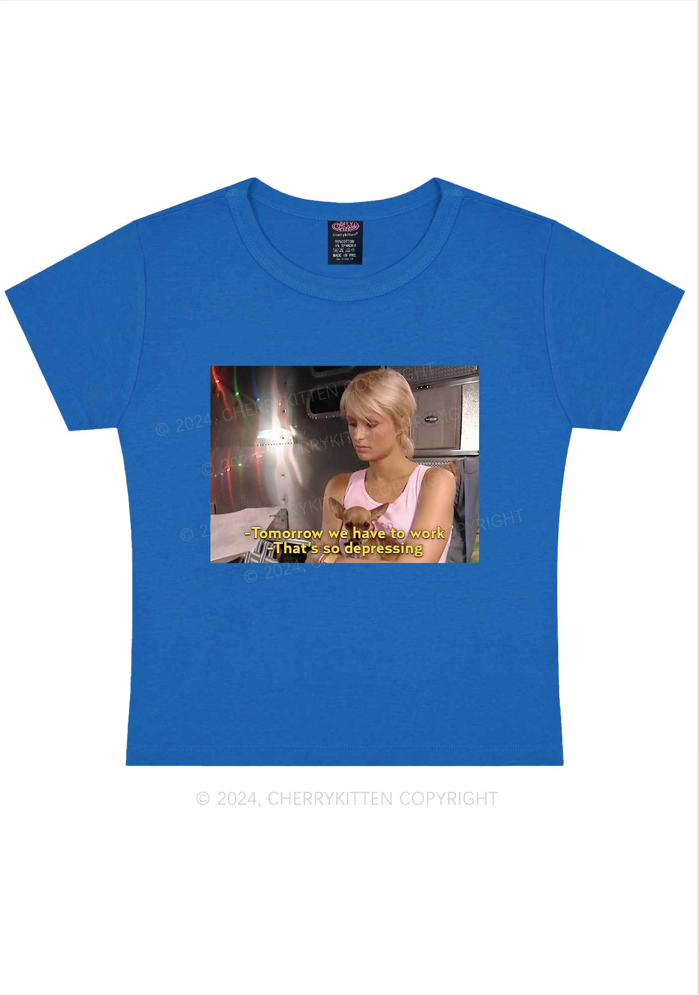 We Have To Work Y2K Baby Tee Cherrykitten
