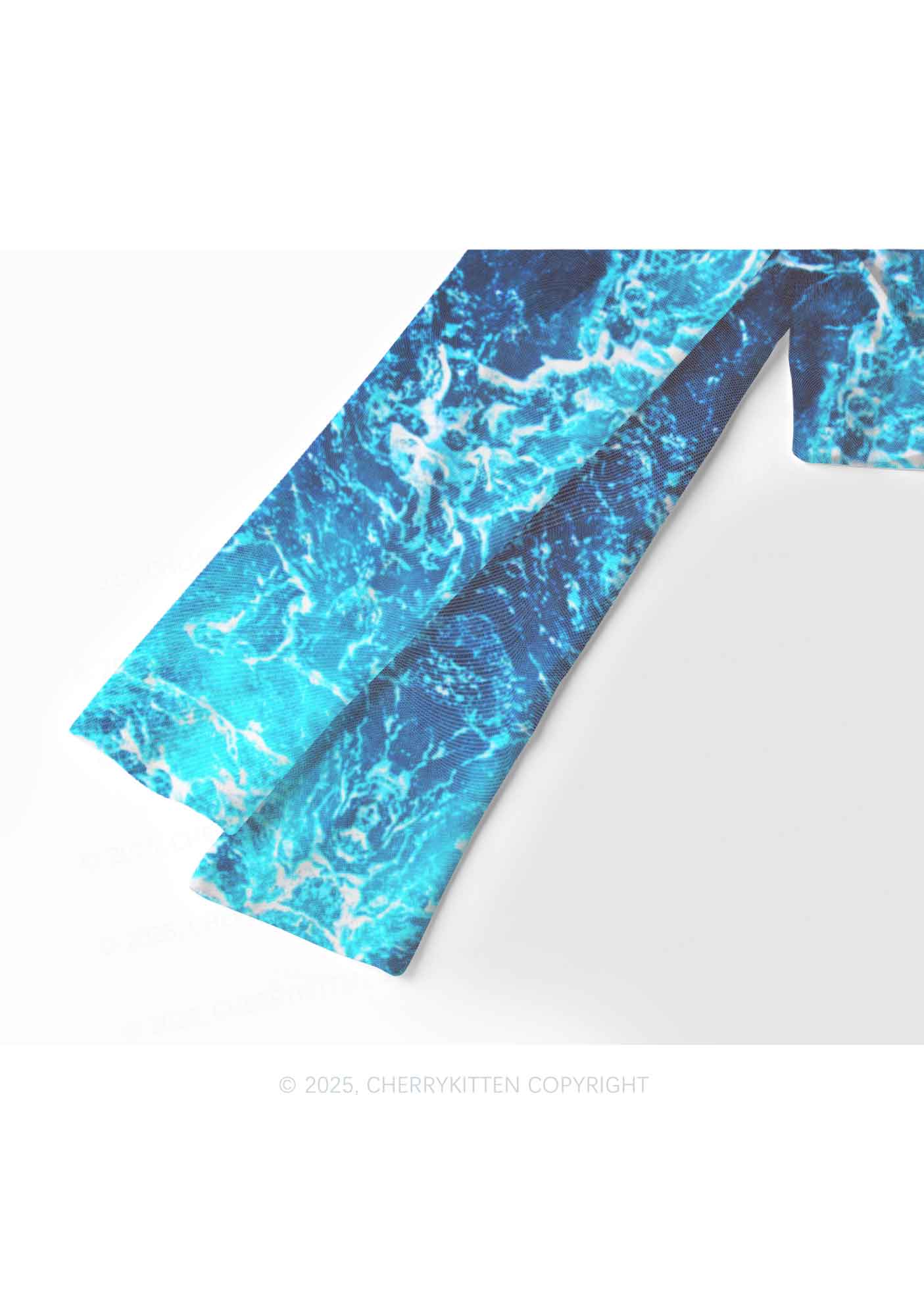 Ocean Wave Y2K Mesh Long Sleeve Crop Top Cherrykitten
