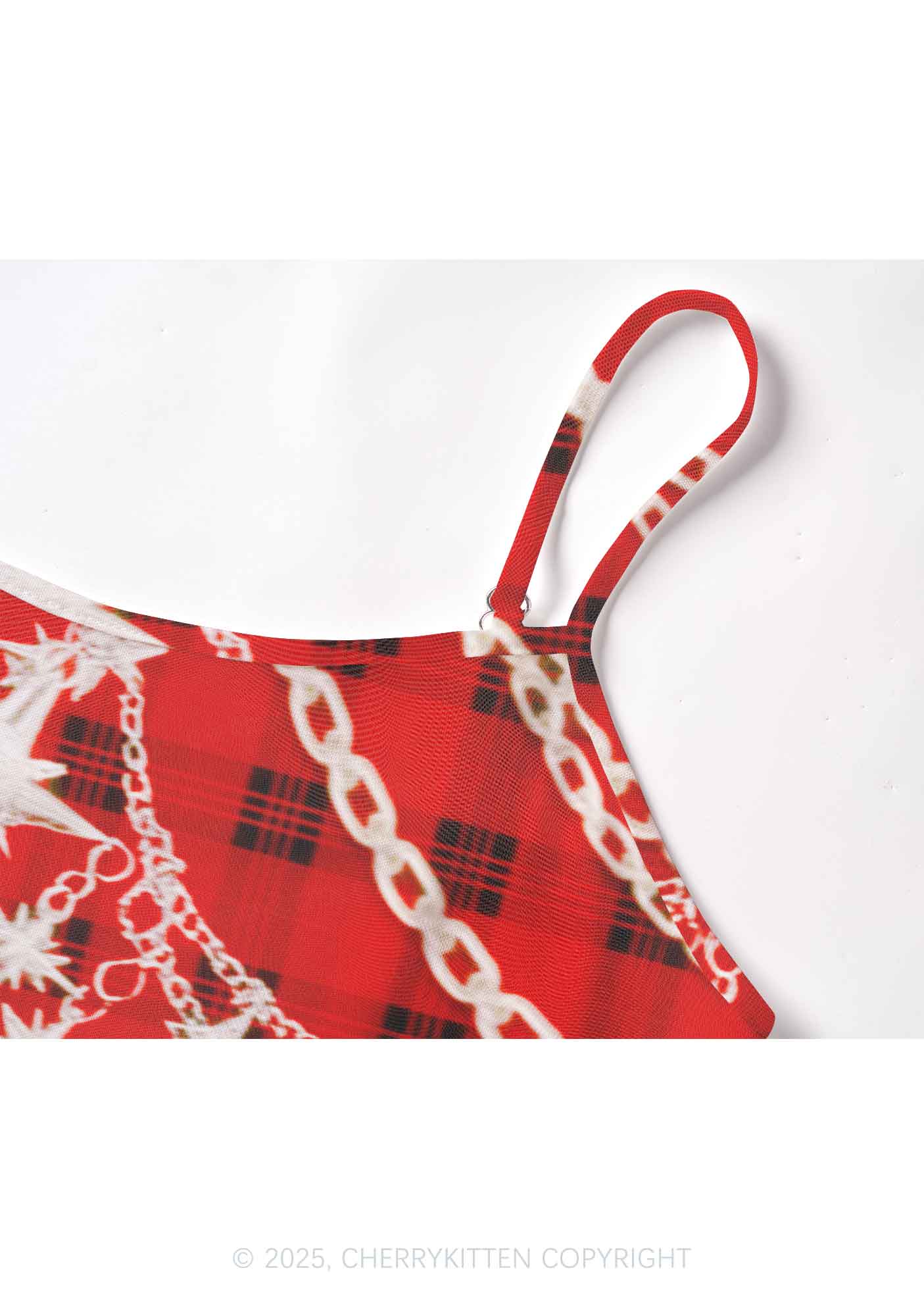 Star Chain Black Pattern Y2K Mesh Cami Tank Cherrykitten