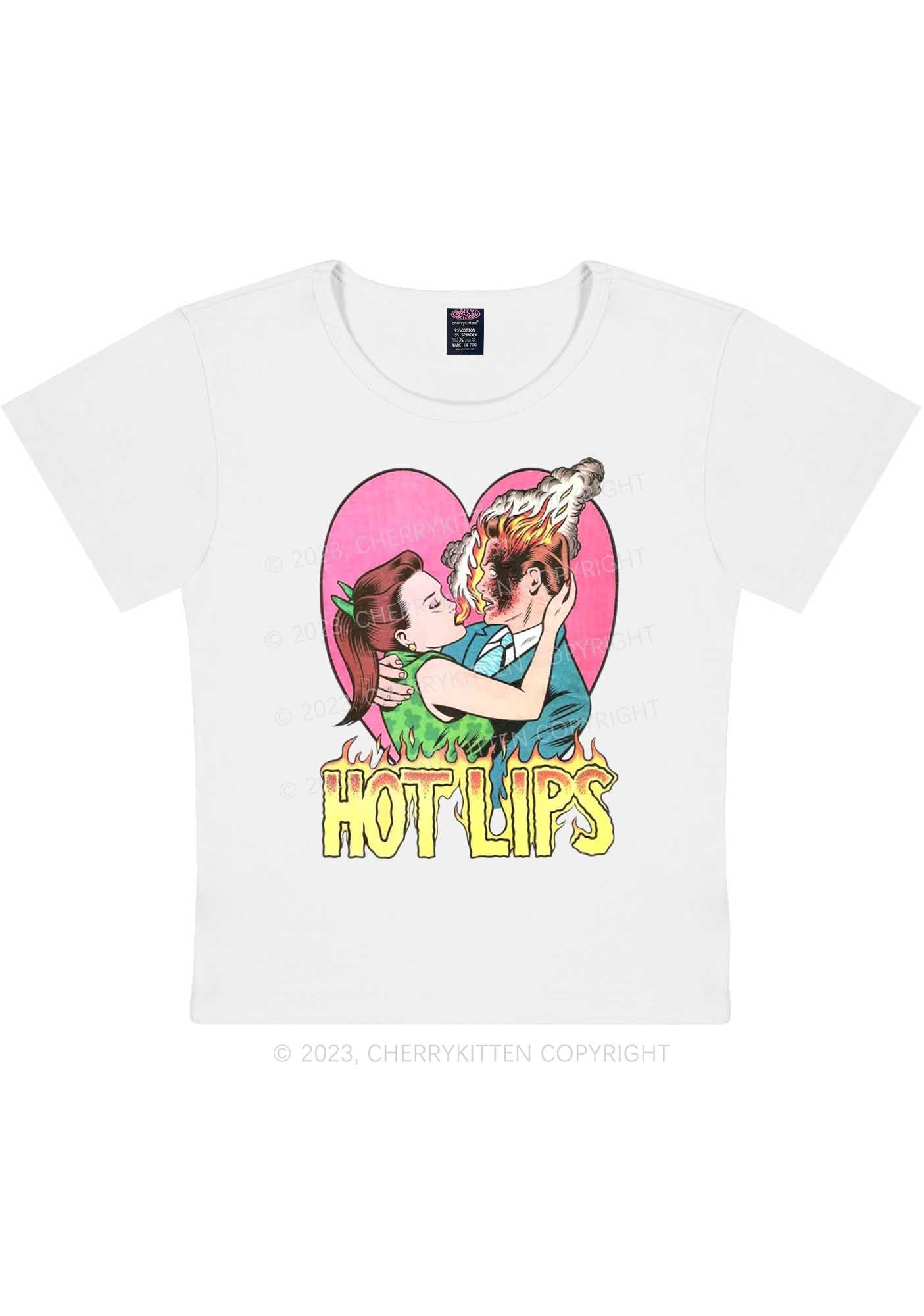 Curvy Hot Lips Y2K Baby Tee Cherrykitten